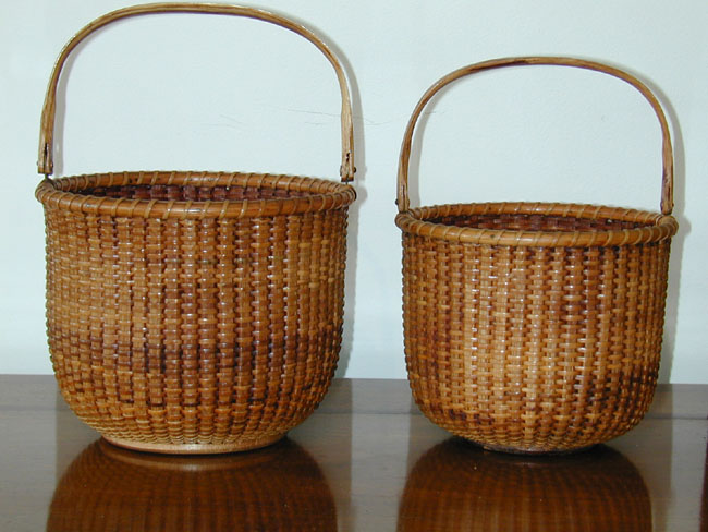 An Outstanding Nest of Two Nantucket Lightship Baskets By William Appleton Circa 1890