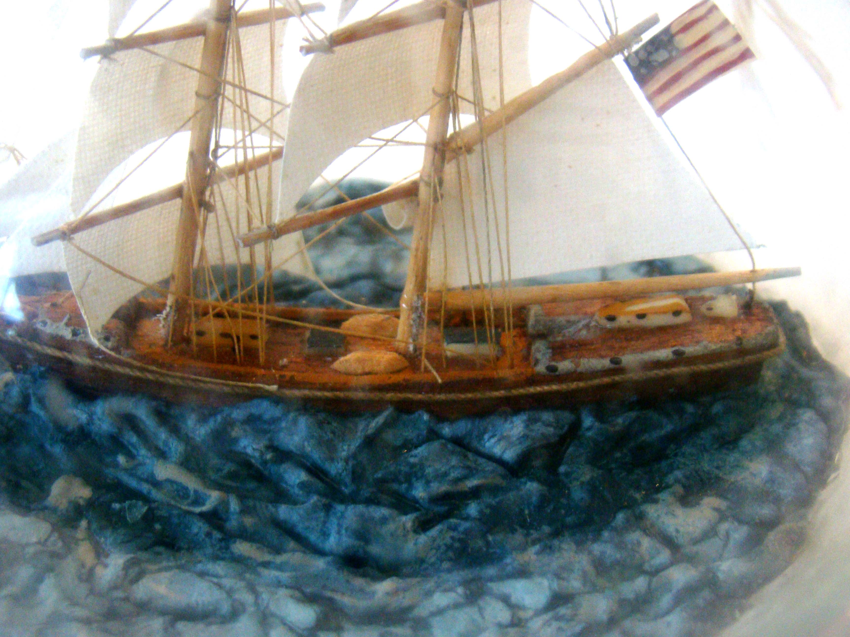 A rare vintage ship in a vertical bottle flying an American flag circa 1940-1950 — image 2