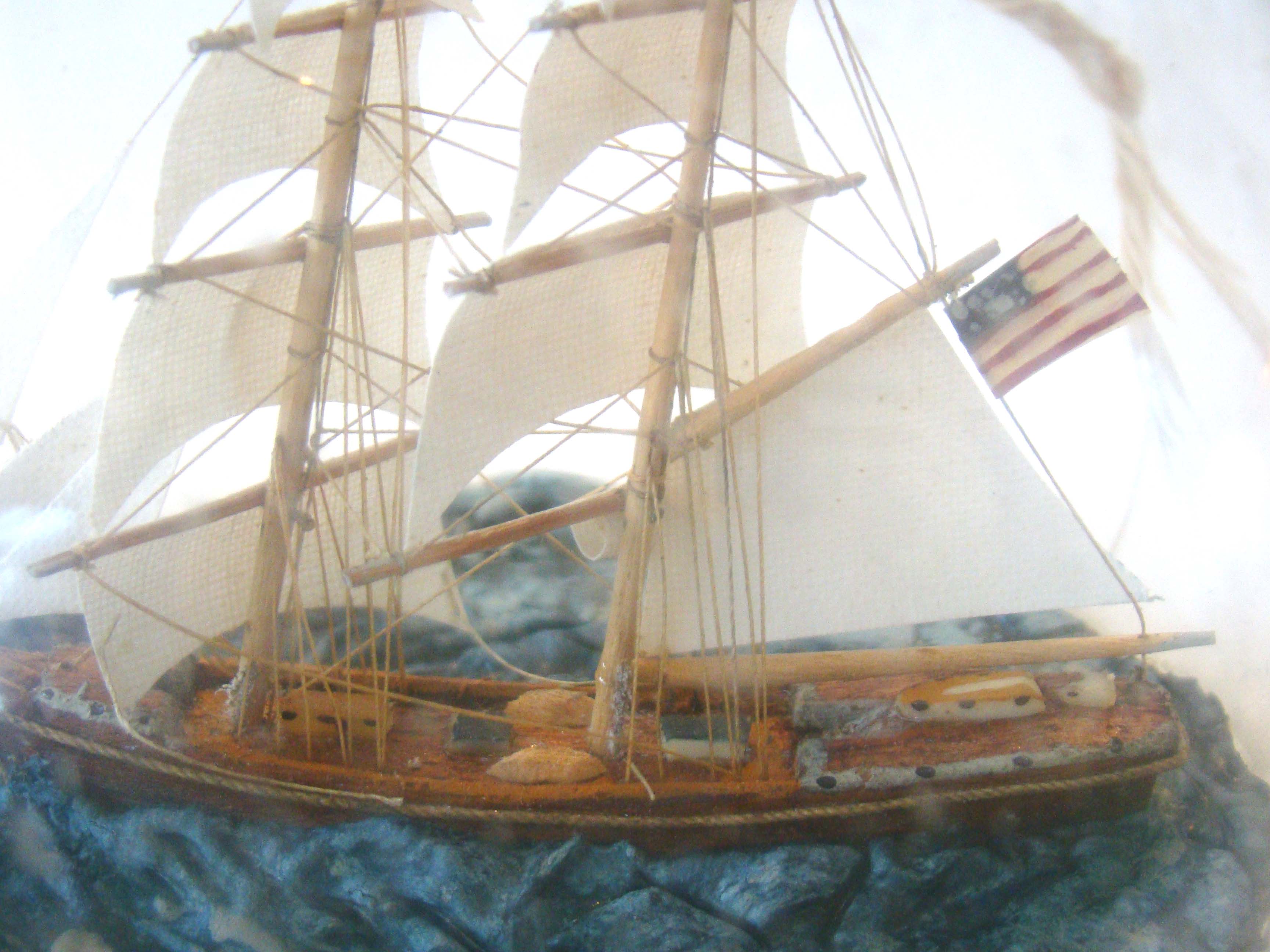 A rare vintage ship in a vertical bottle flying an American flag circa 1940-1950 — image 3