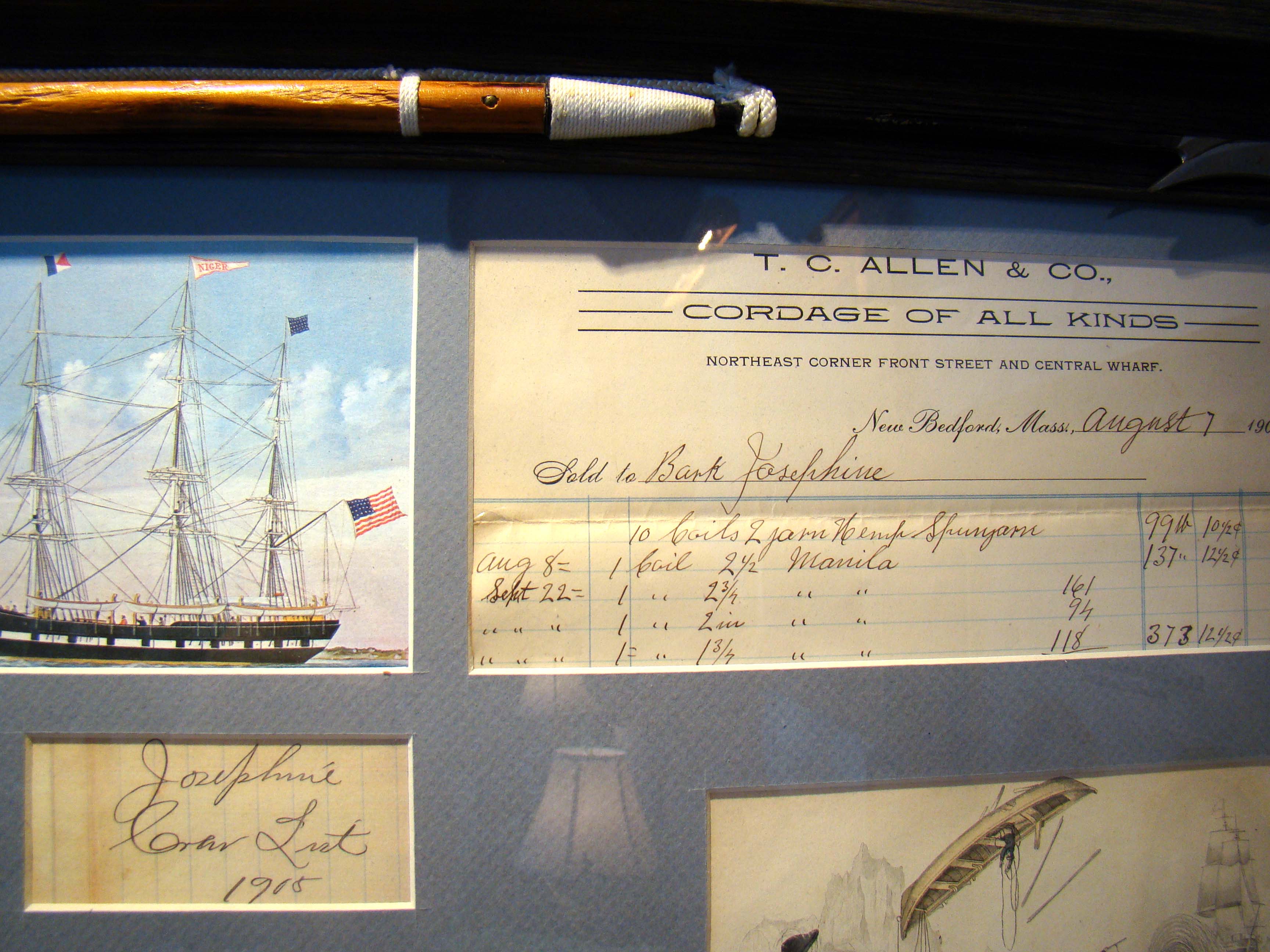 An attractive collection of historic ephemera relating to the whaling ship Josephine of New Bedford