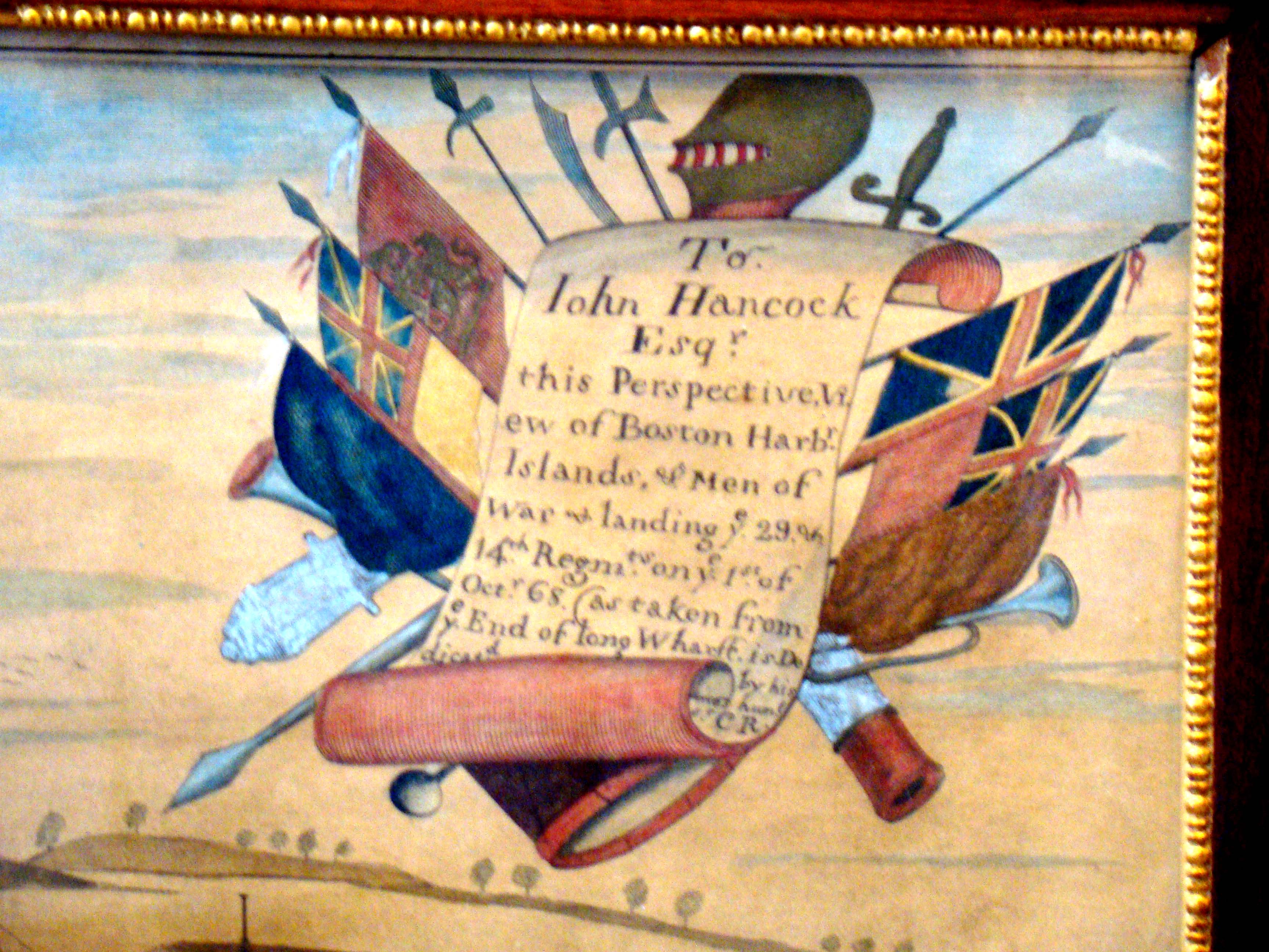 An extremely RARE " View of Boston Harbor presented to JOHN HANCOCK October 1, 1768" — image 5