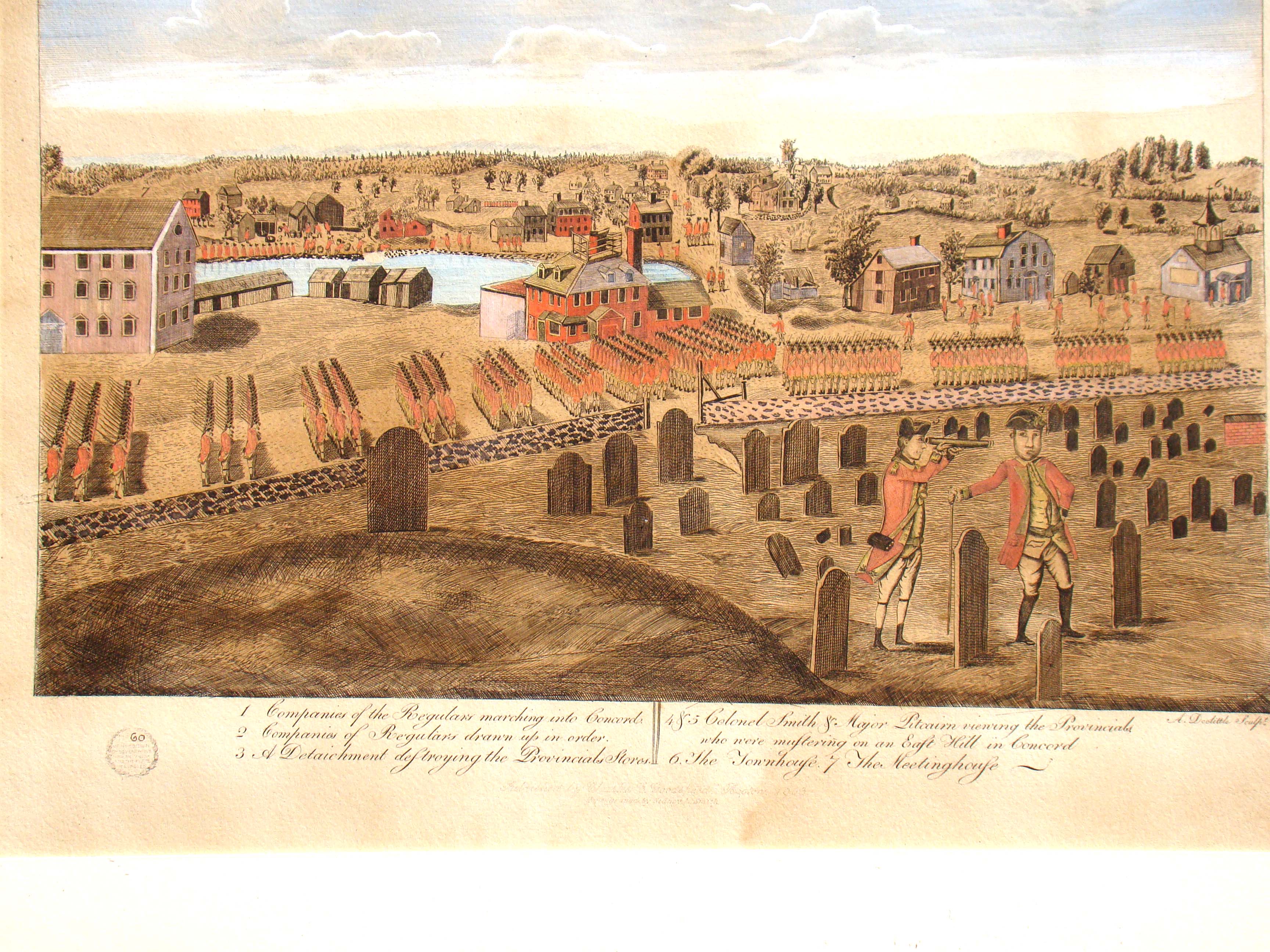 A fine and RARE set of four hand-colored engravings depicting The Battle of Lexington & Concord April 19, 1775 — image 3