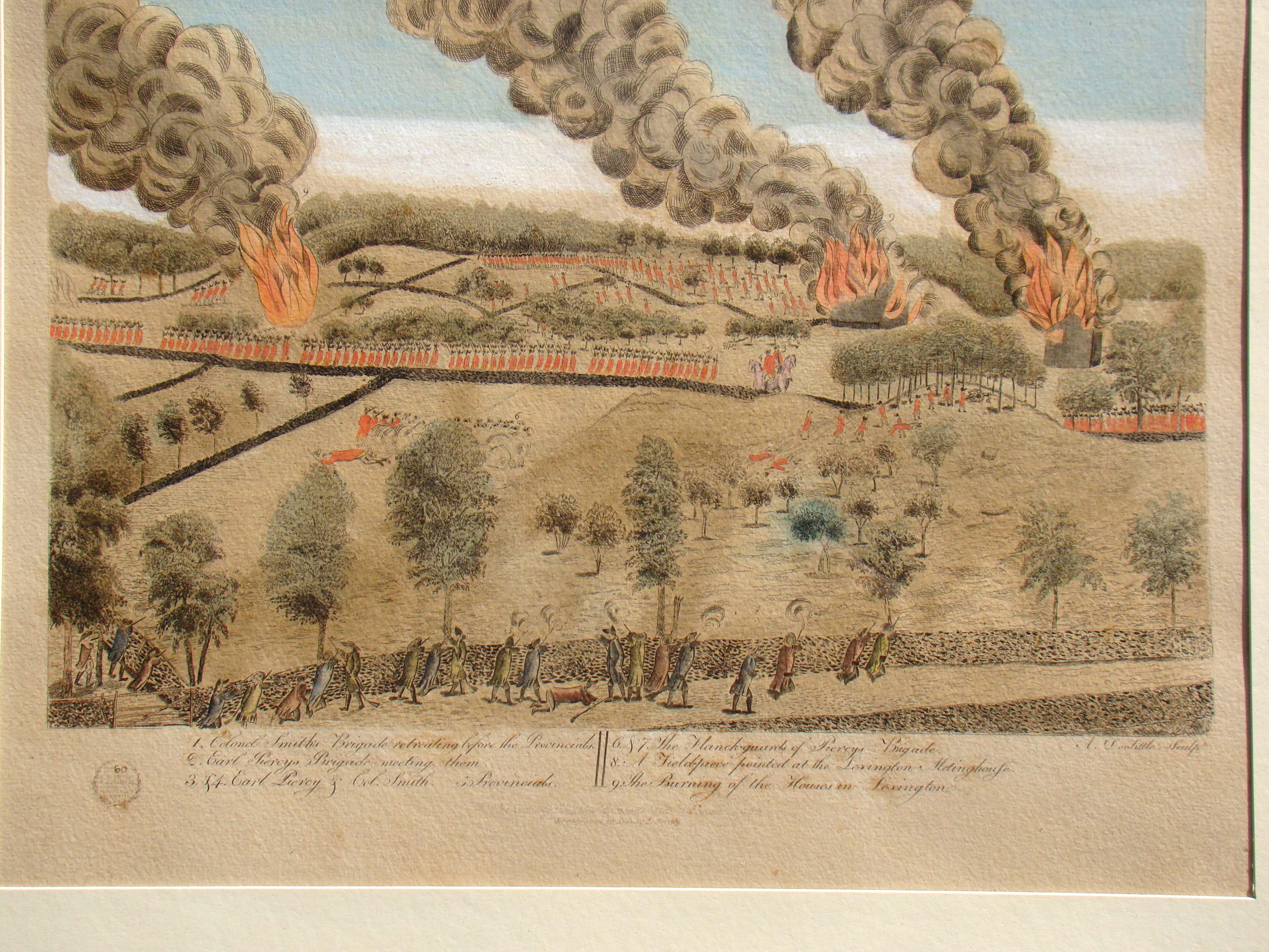 A fine and RARE set of four hand-colored engravings depicting The Battle of Lexington & Concord April 19, 1775 — image 4