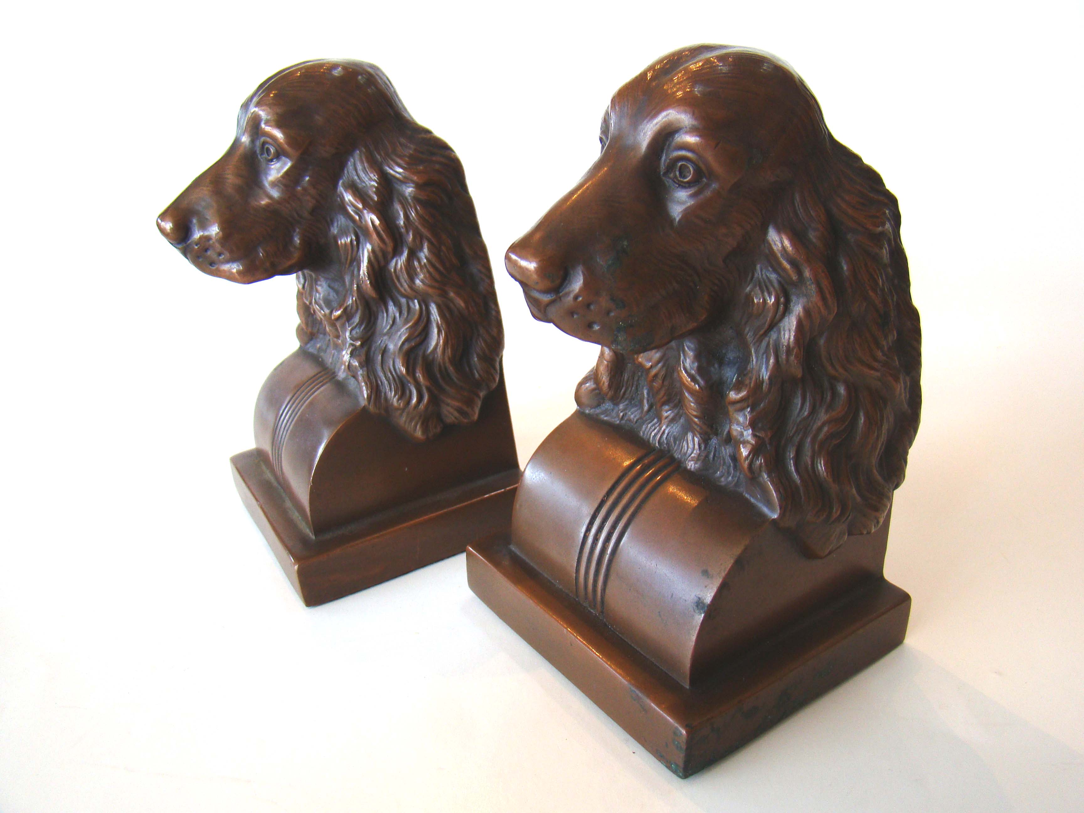 A wonderful pair of Cocker Spaniel bookends made by Jennings Brothers of Bridgeport, CT, circa 1930