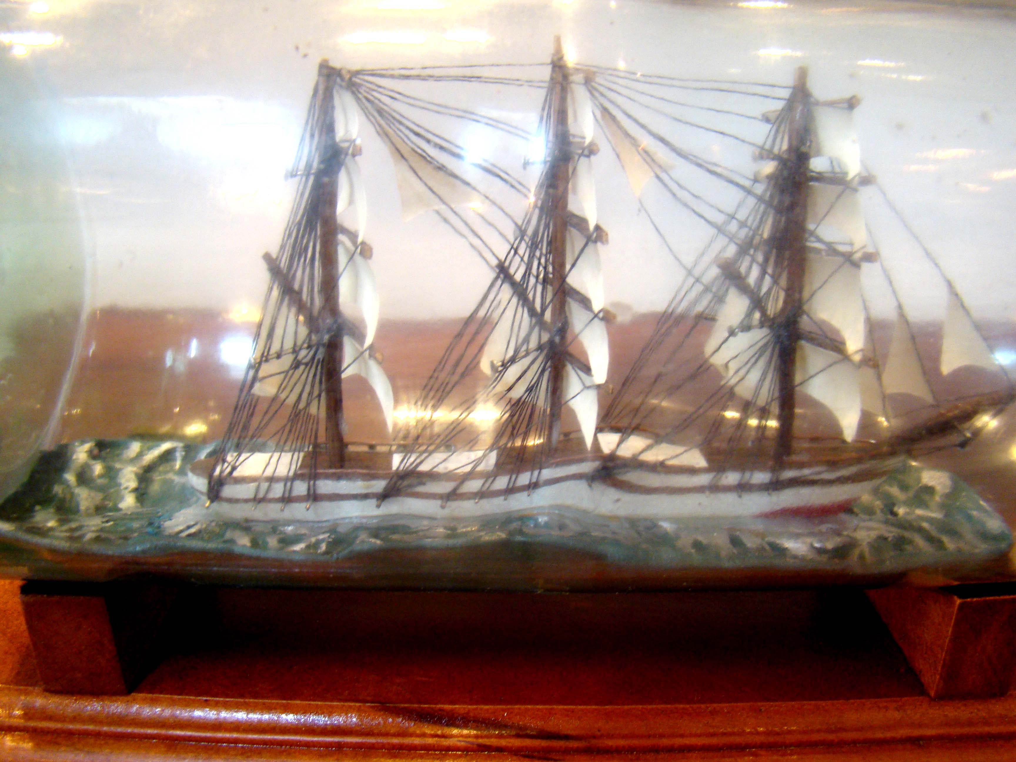An attractive mid-century three-masted ship in a bottle — image 2