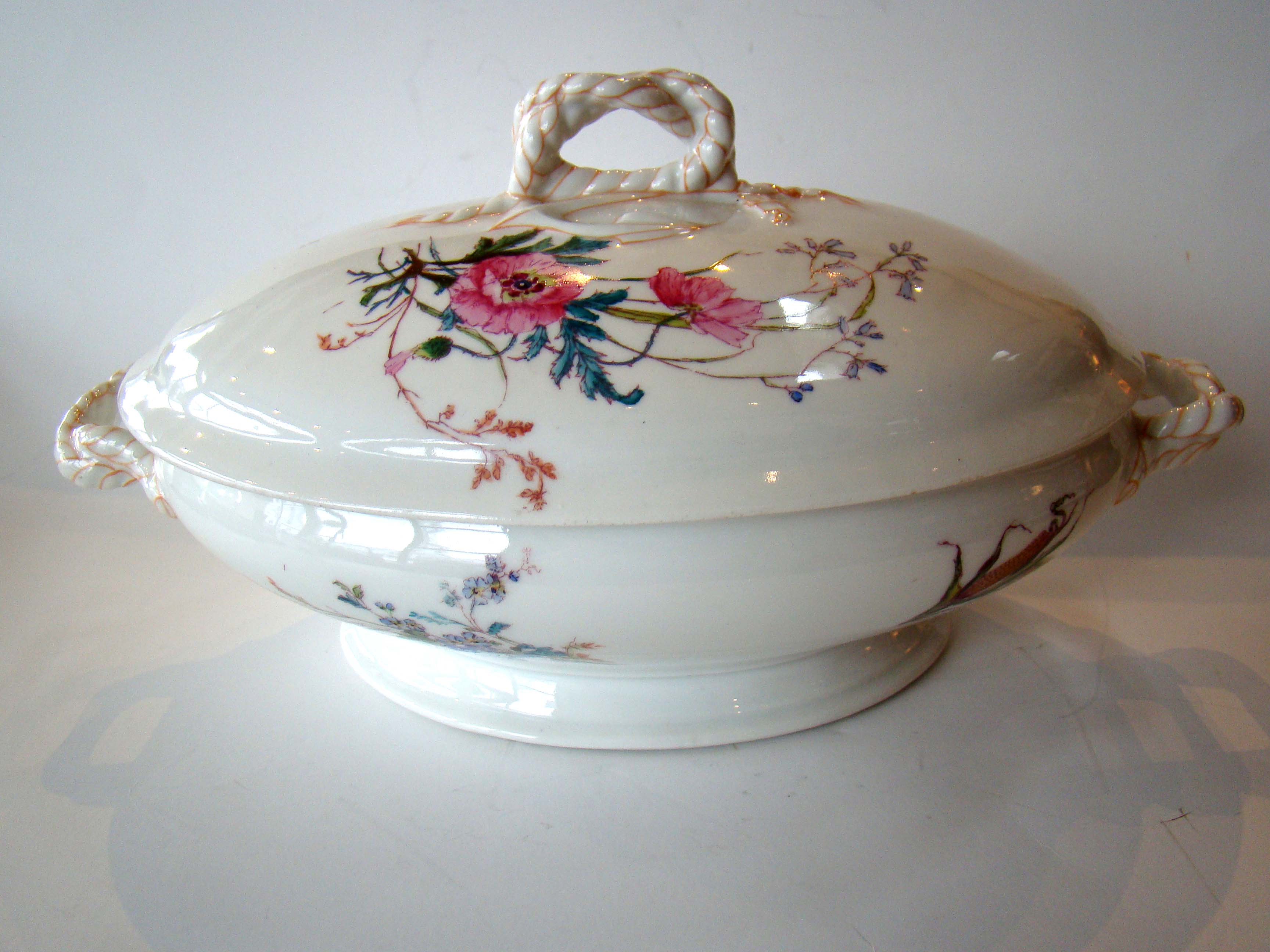 A rare nautical themed French Limoges covered vegetable dish made by Havilland in 1883