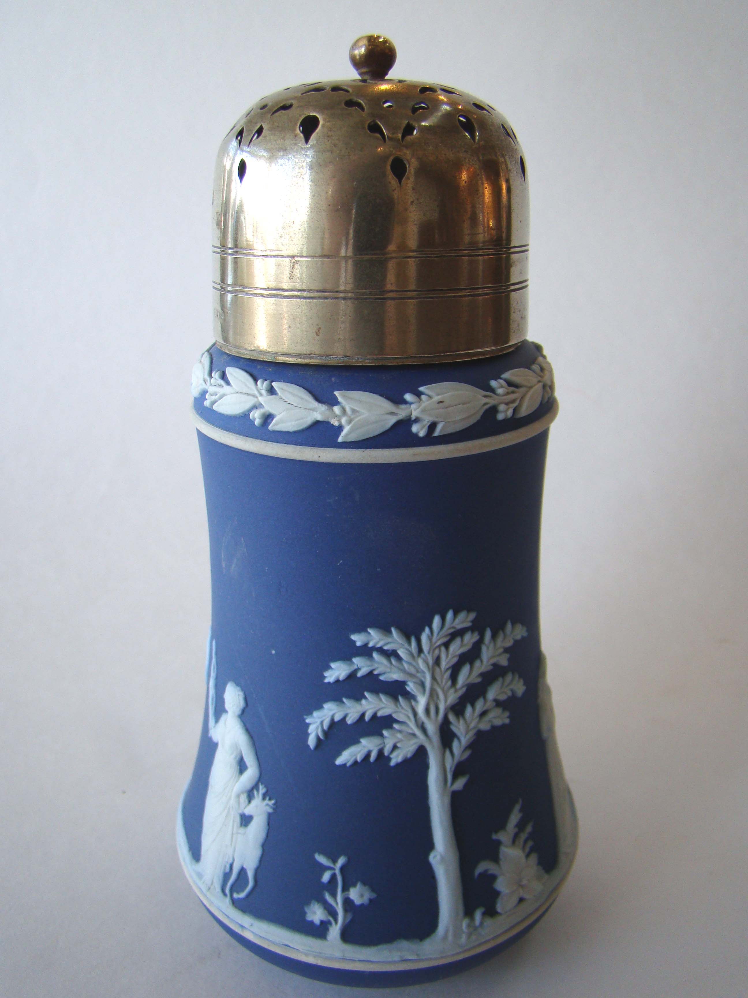A fine antique Wedgwood Jasperware silver lidded shaker circa 1860