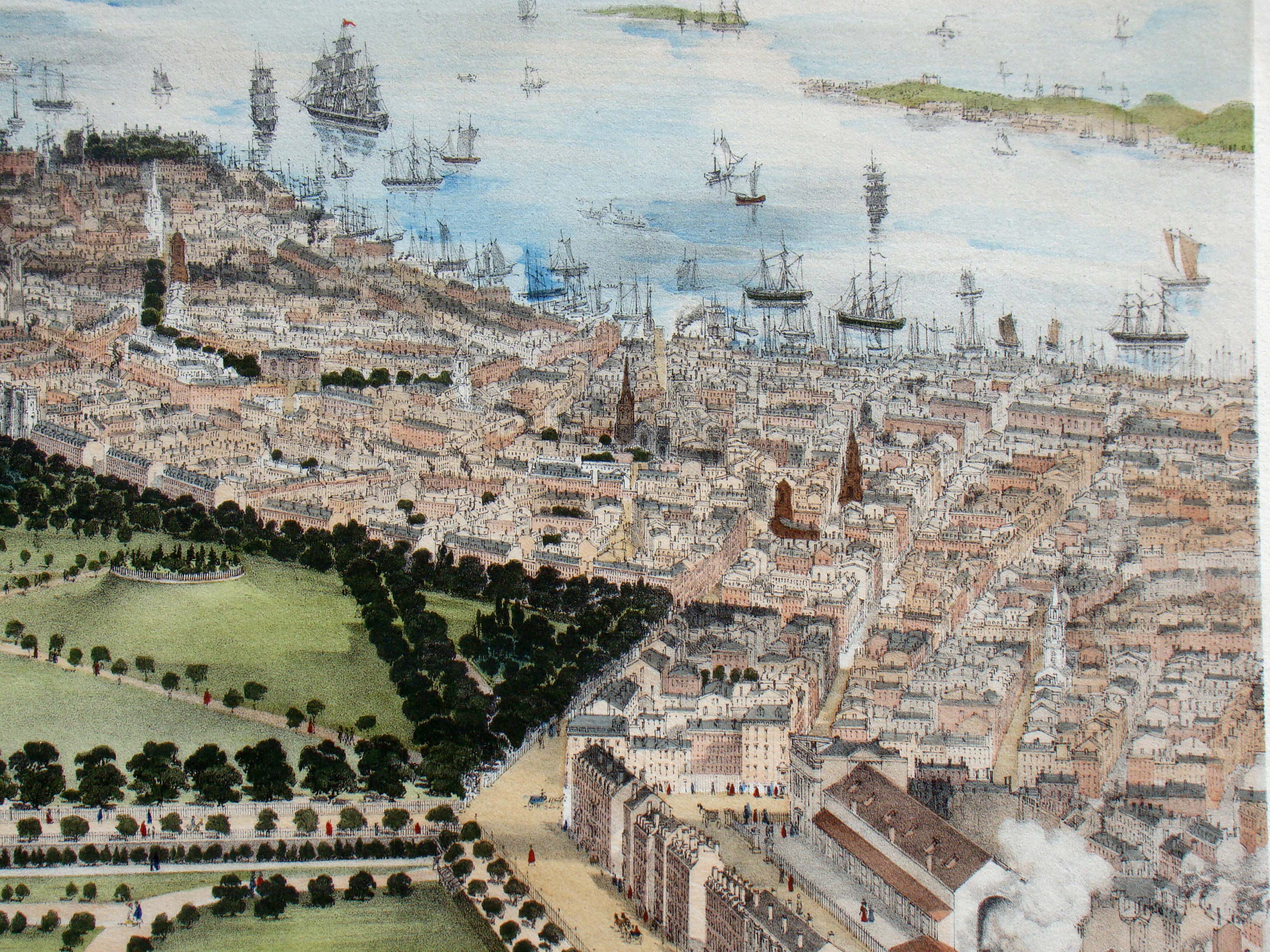 A beautiful original hand colored lithograph of a "Bird's Eye View of Boston" printed in 1850 — image 4