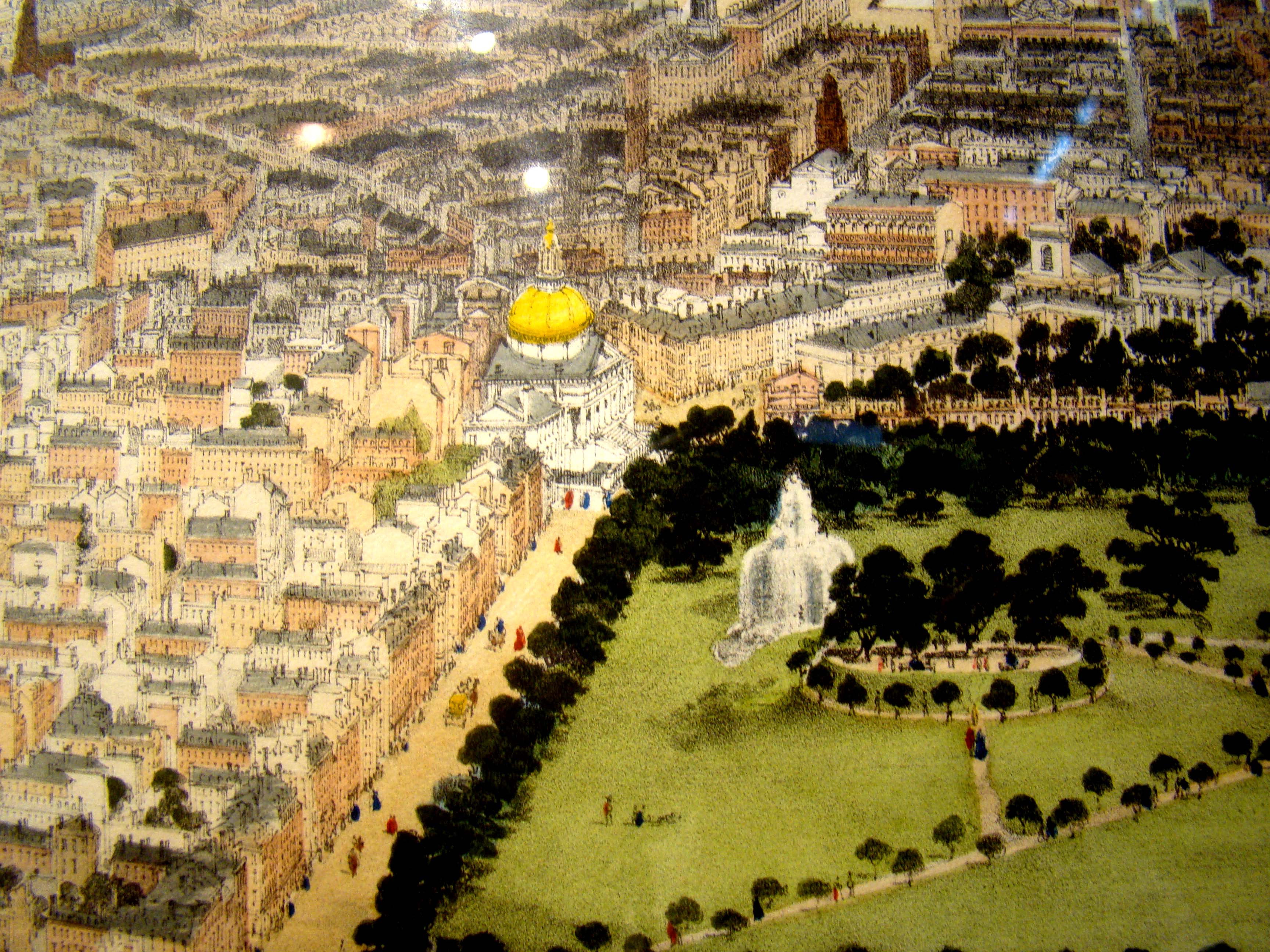 A beautiful original hand colored lithograph of a "Bird's Eye View of Boston" printed in 1850 — image 6