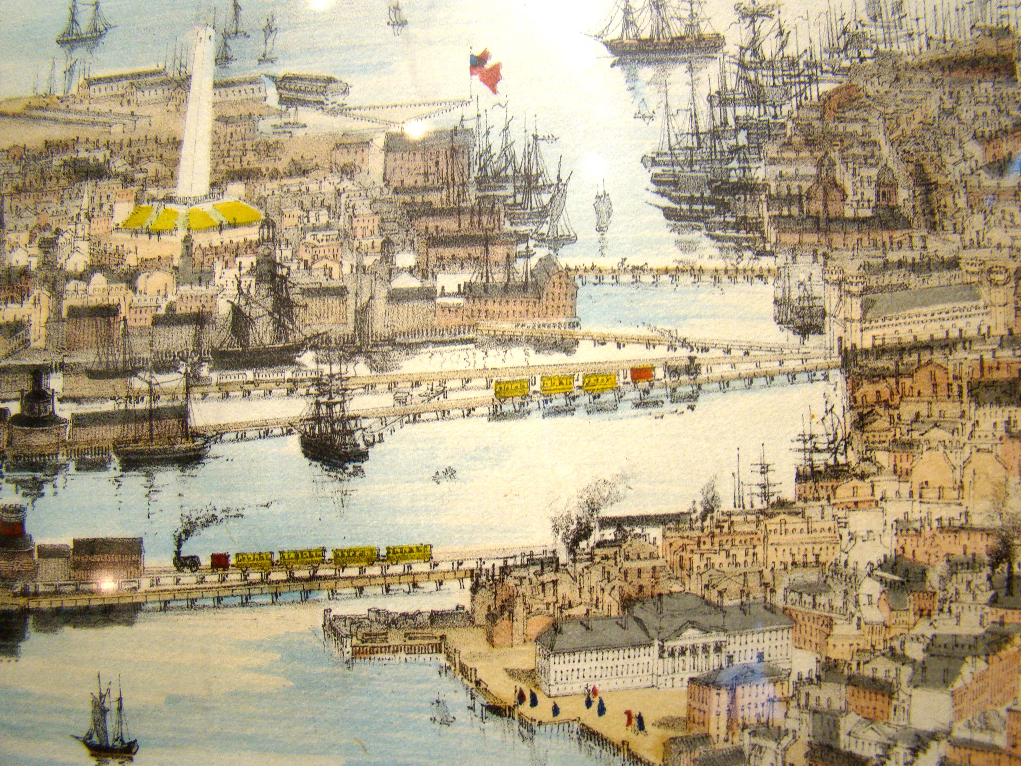 A beautiful original hand colored lithograph of a "Bird's Eye View of Boston" printed in 1850 — image 7