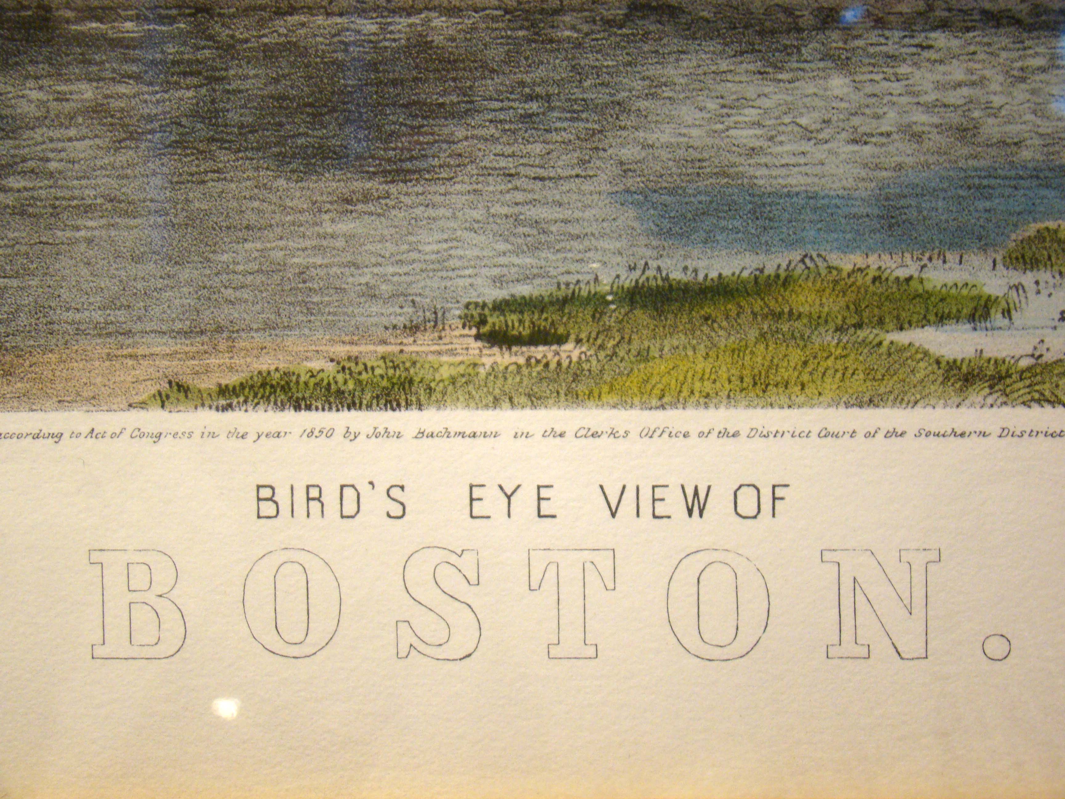 A beautiful original hand colored lithograph of a "Bird's Eye View of Boston" printed in 1850 — image 8