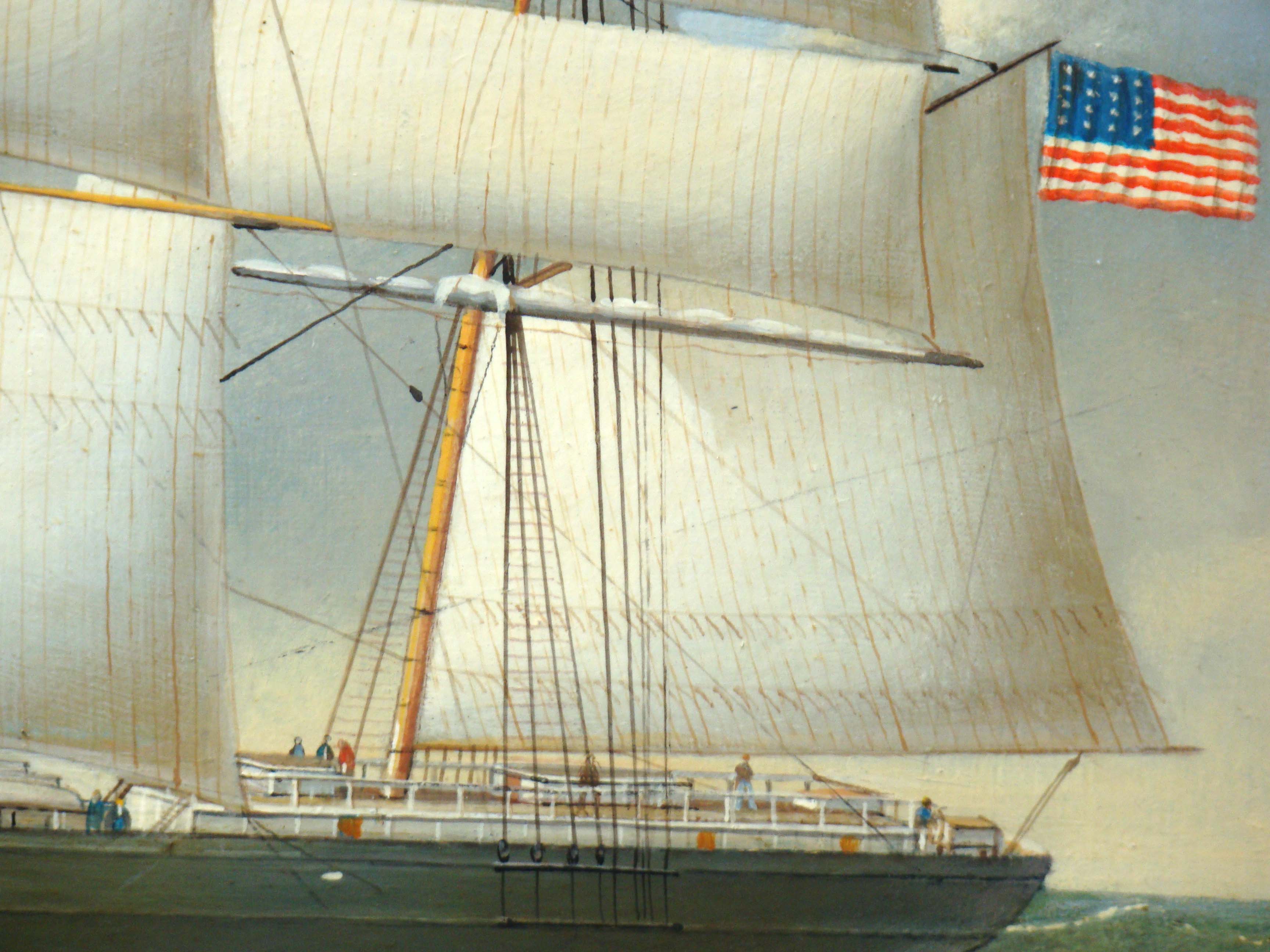 A fine contemporary oil on panel portrait of an American Clipper ship circa 1840 — image 2
