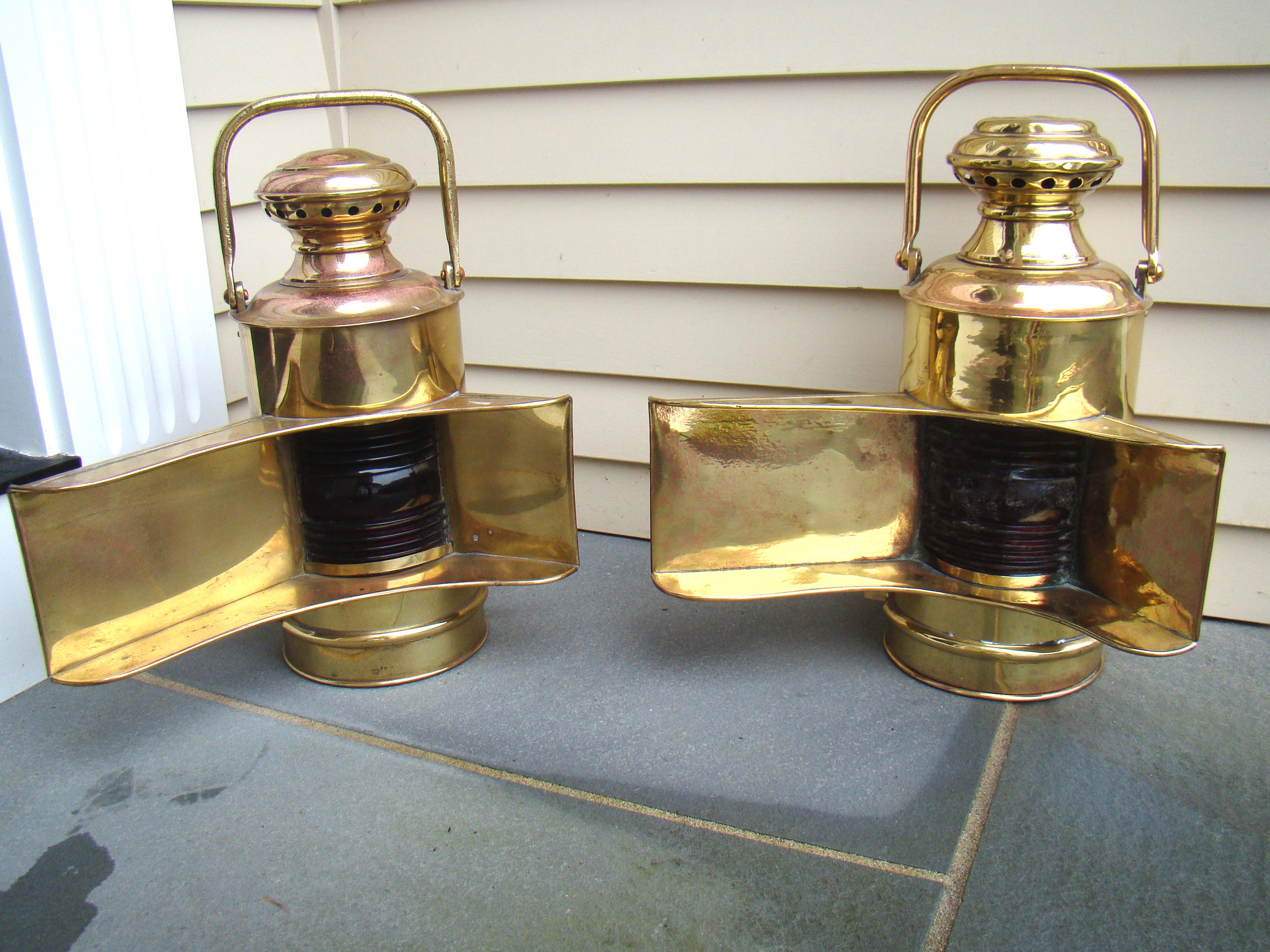 A RARE pair of U.S. Navy "Wing" style ship's bridge lanterns circa 1901-1910