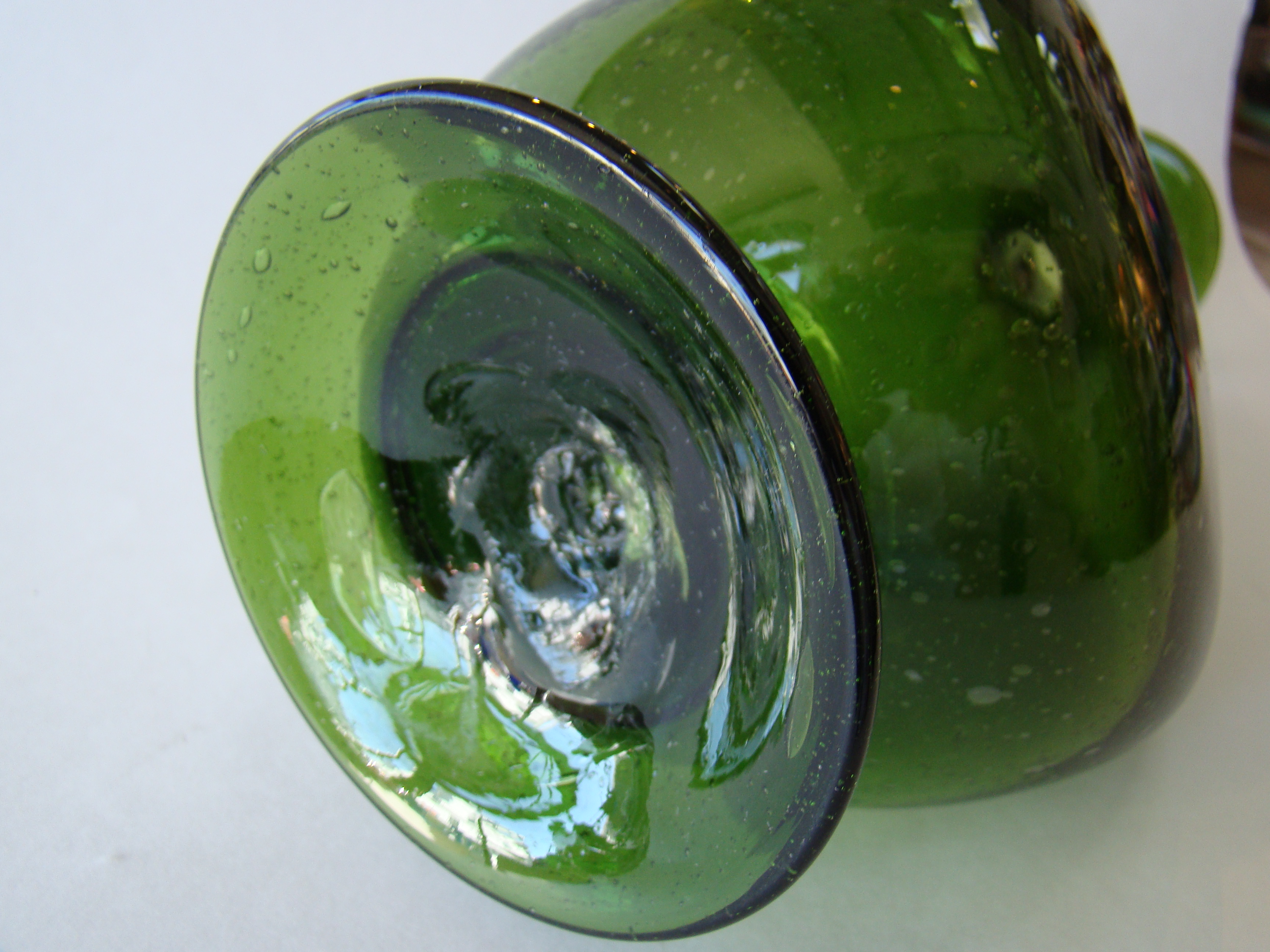 A rare late 18th or early 19th century hand blown green glass decanter — image 3