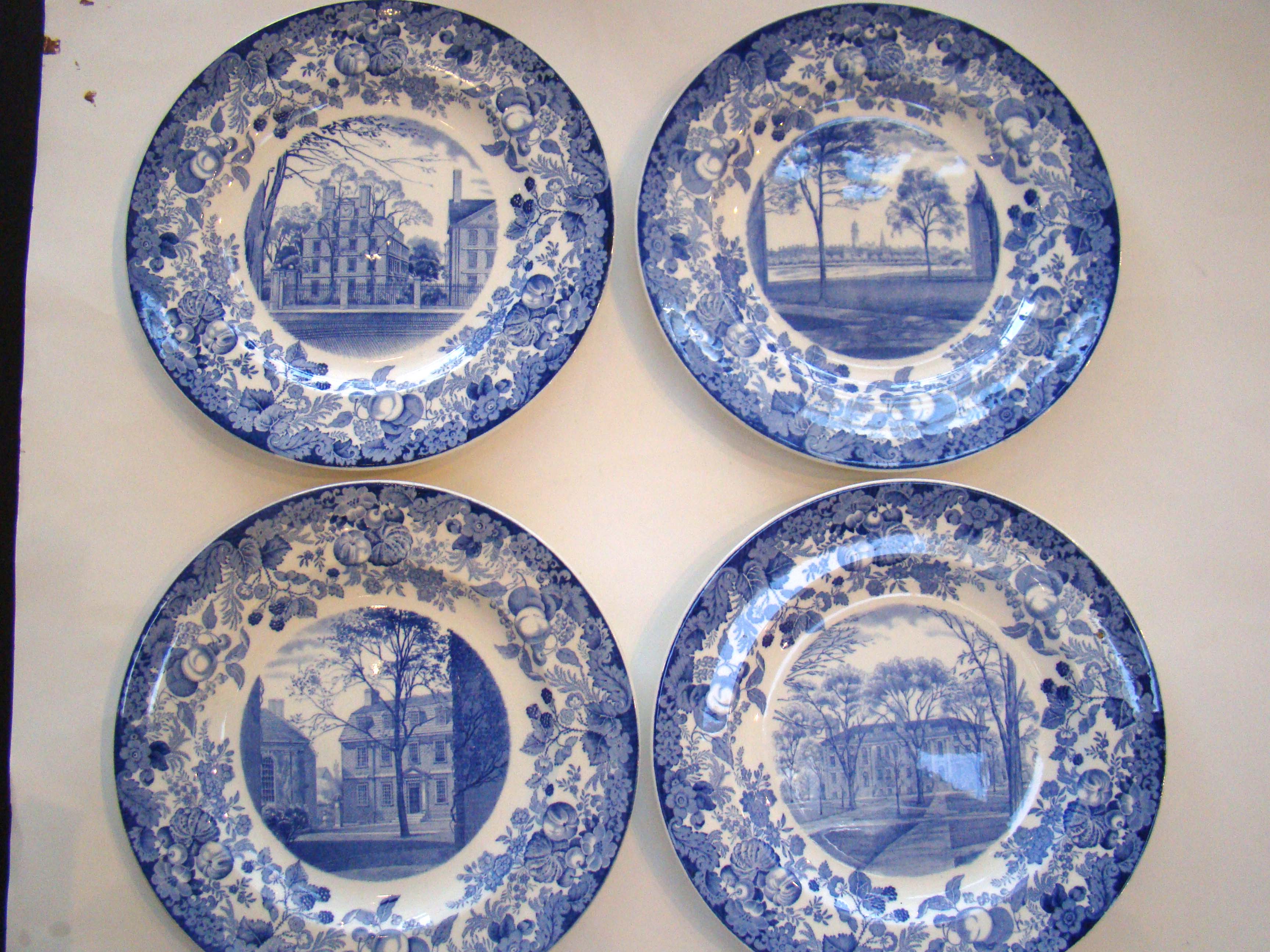 A fine set of four HARVARD UNIVERSITY commemorative plates made by Wedgwood in 1927
