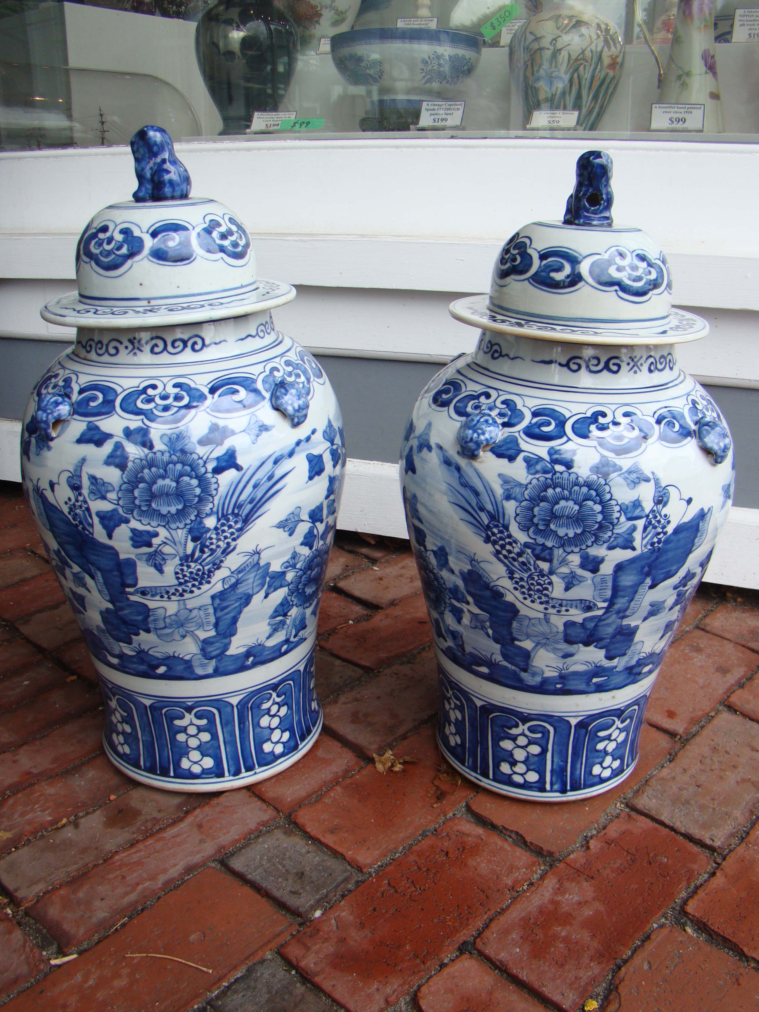 A beautiful pair of Chinese Temple Jars