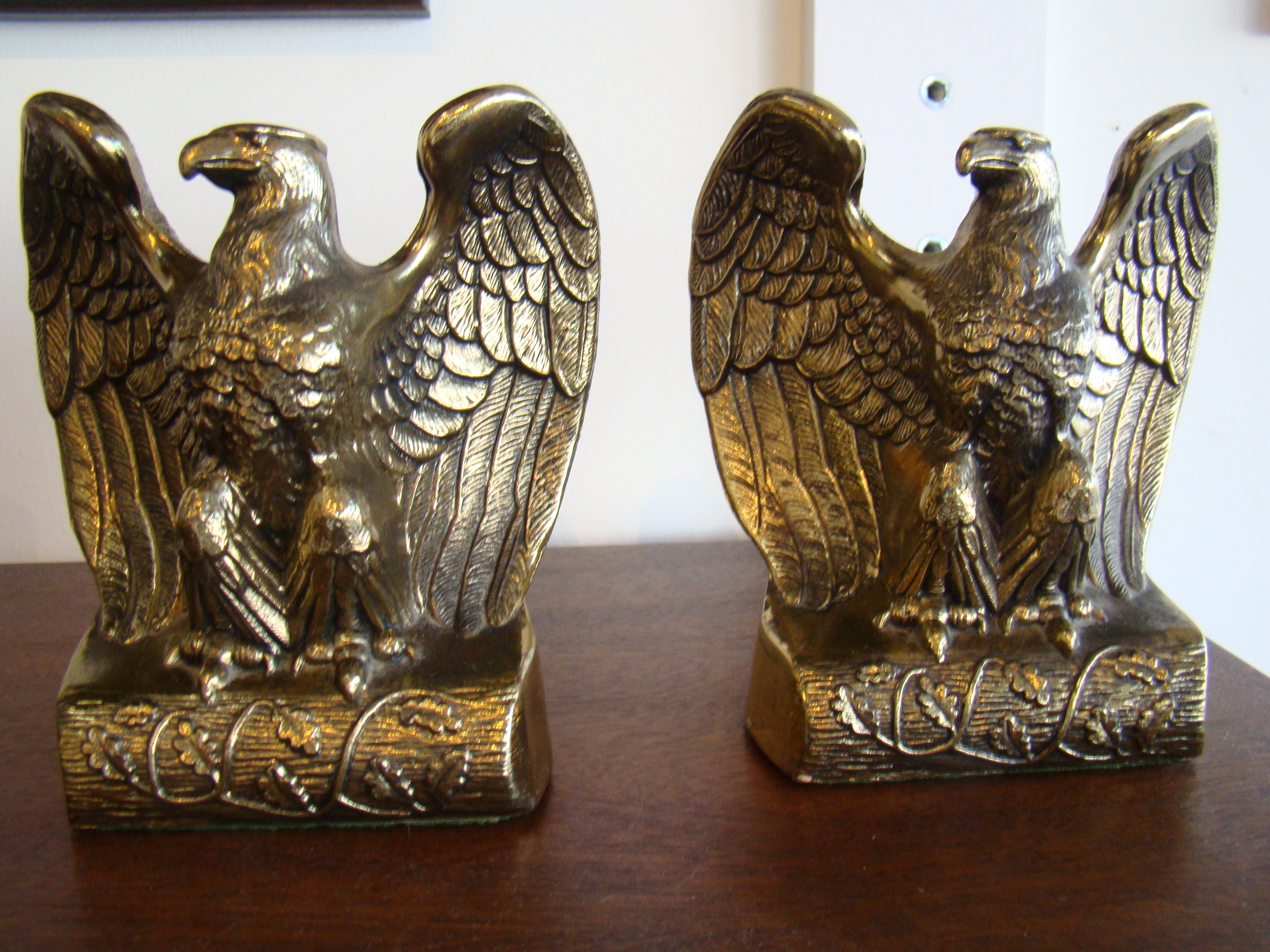 A fine pair of vintage brass American eagle bookends circa 1970