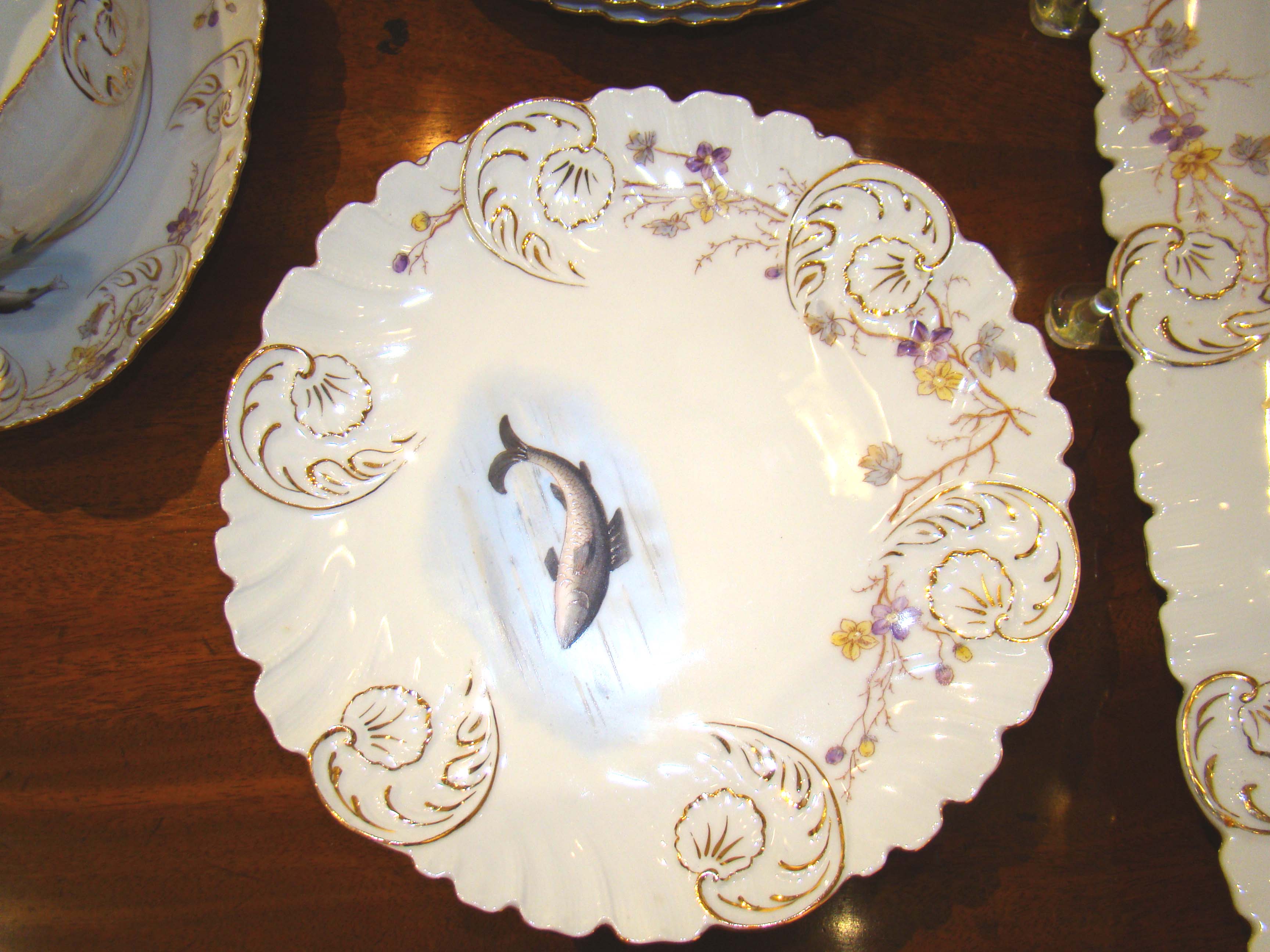 A beautiful hand painted Limoges fish set made by Charles Ahrenfeldt circa 1895 — image 3