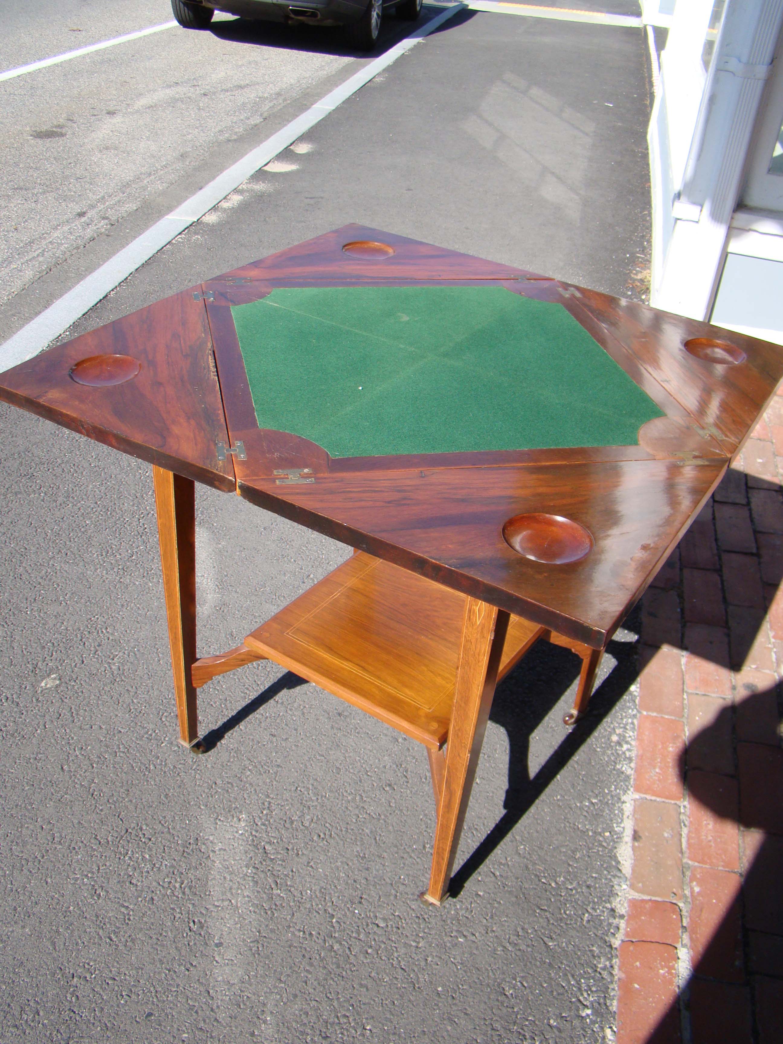 A fine 19th century rosewood fold-over games table inlaid with boxwood circa 1860-1870 — image 2