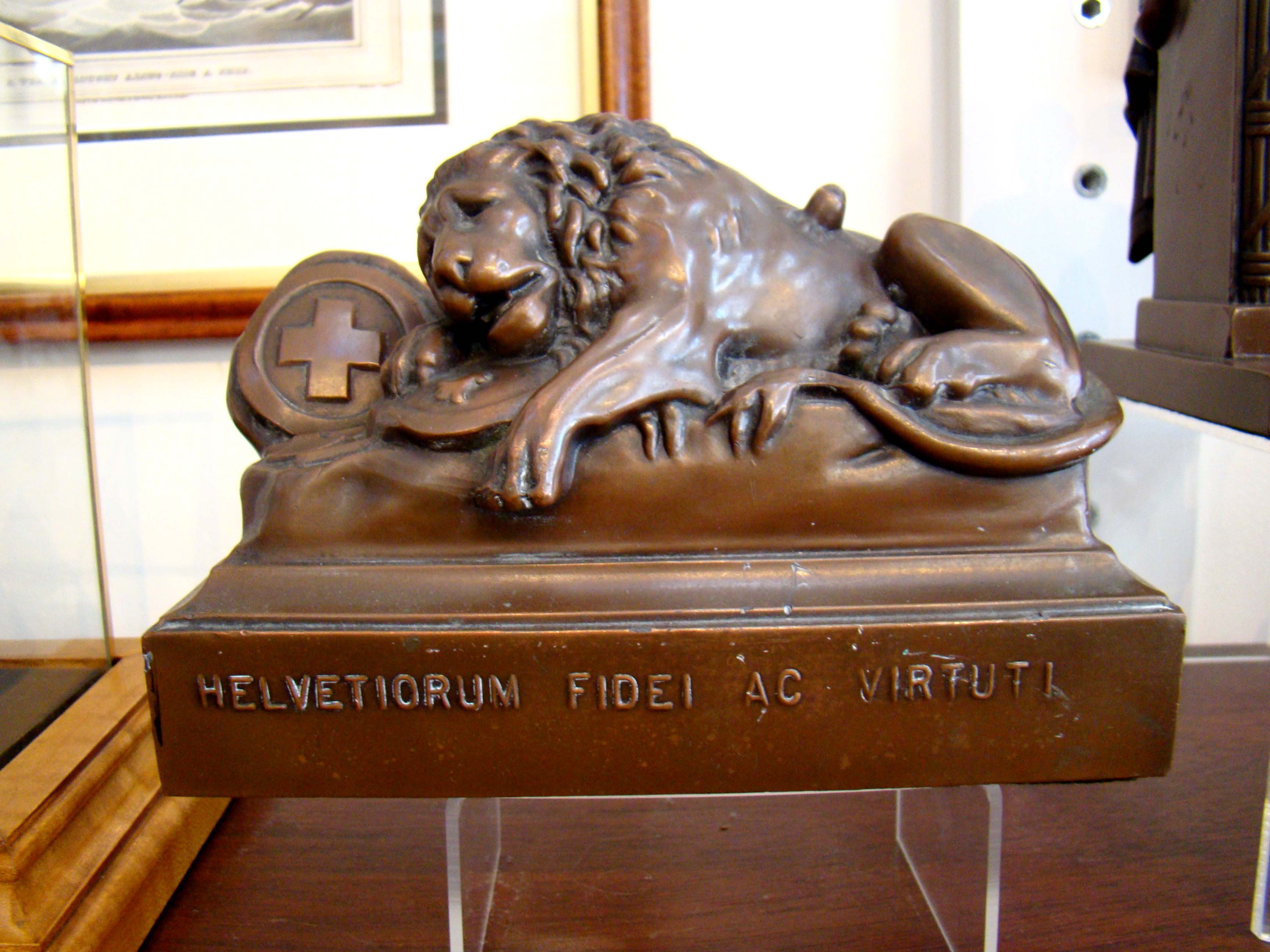 A single bookend made by Jennings Brothers depicting "The Lion of Lucerne" circa 1935