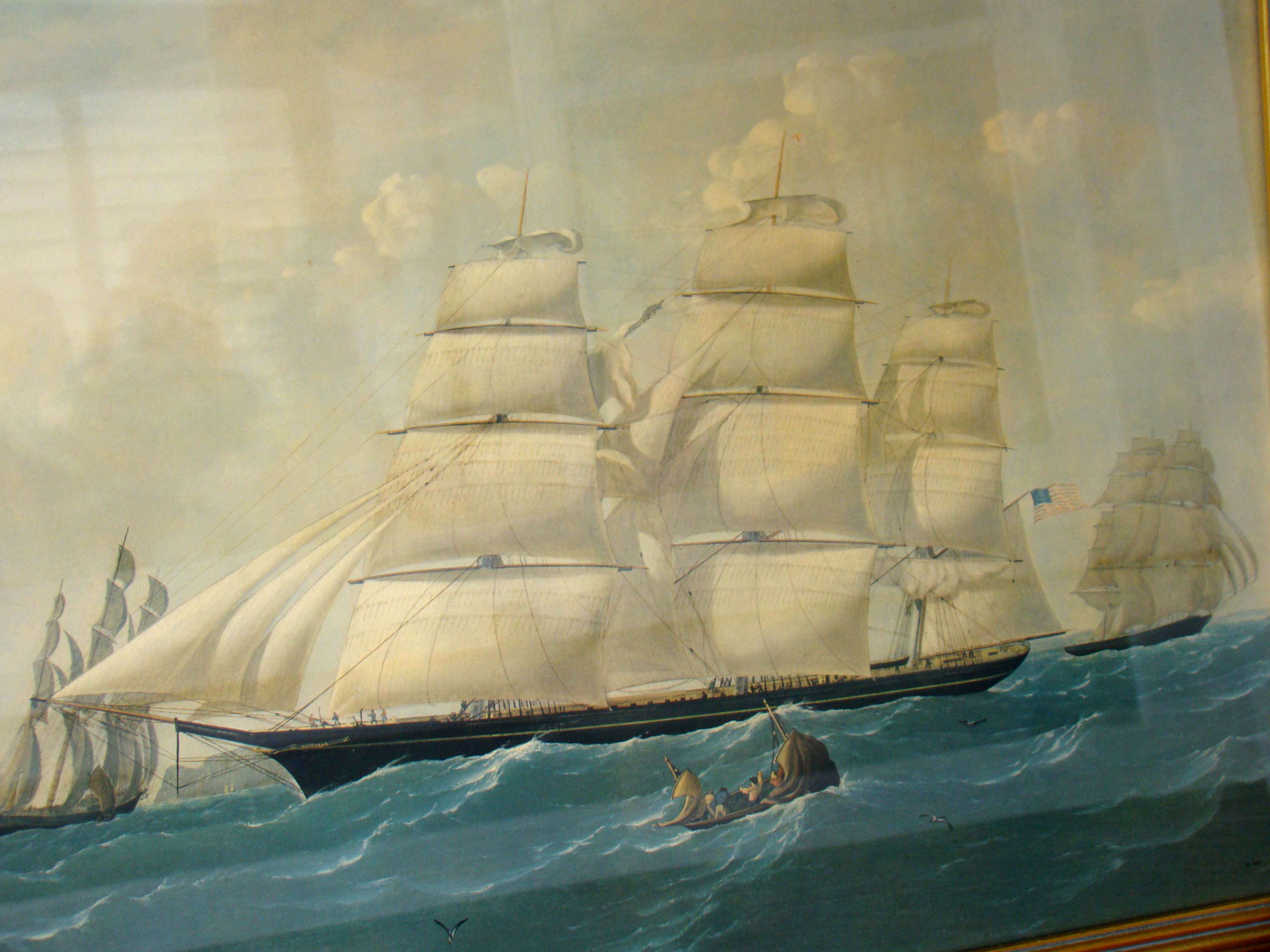 A fine print of the clipper ship "HURRICANE" built in 1851 — image 3