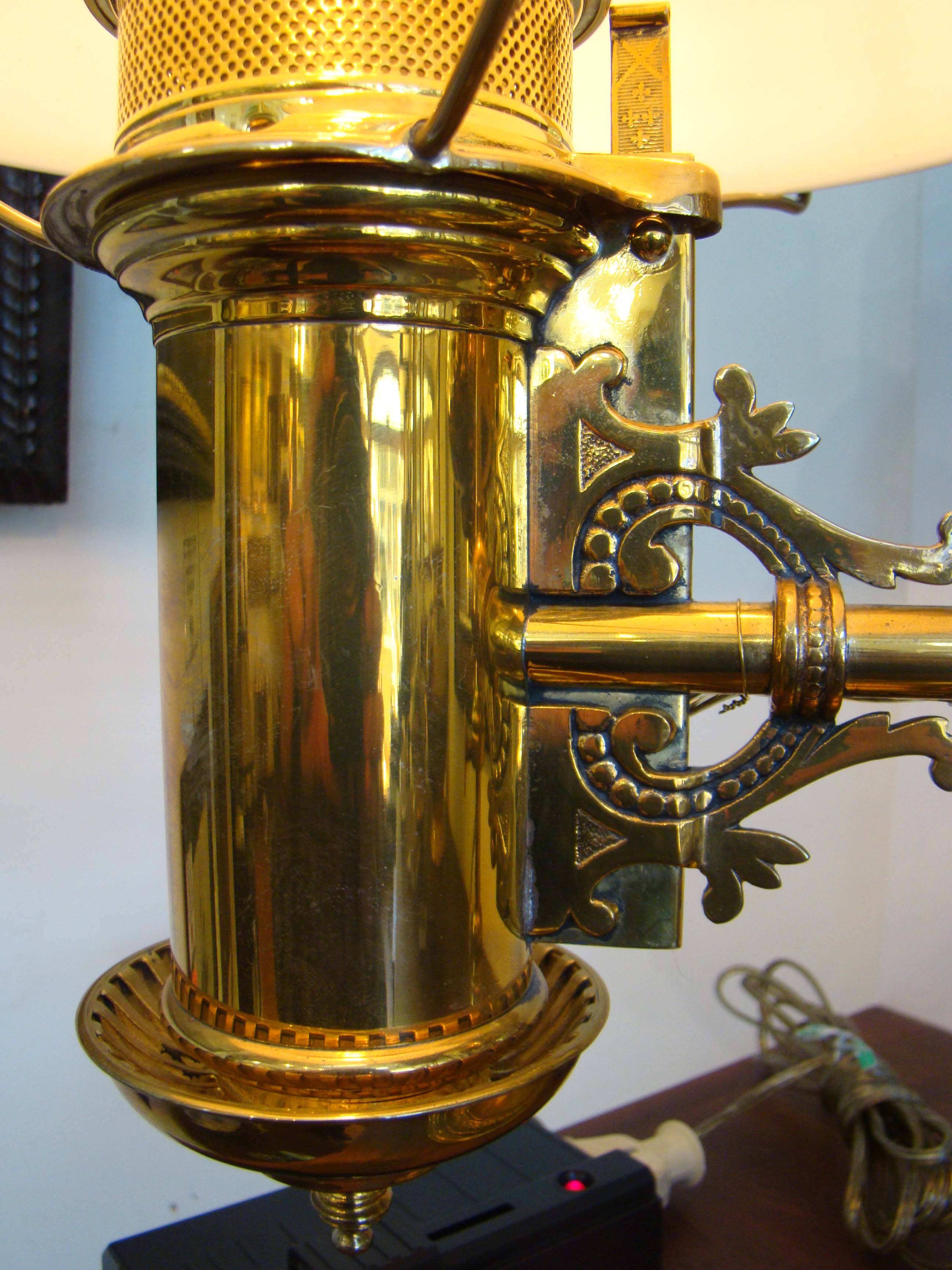 A FABULOUS MUSEUM QUALITY ebossed and cast brass Student Lamp made by the Rochester Lamp Company of New York circa 1884 — image 3