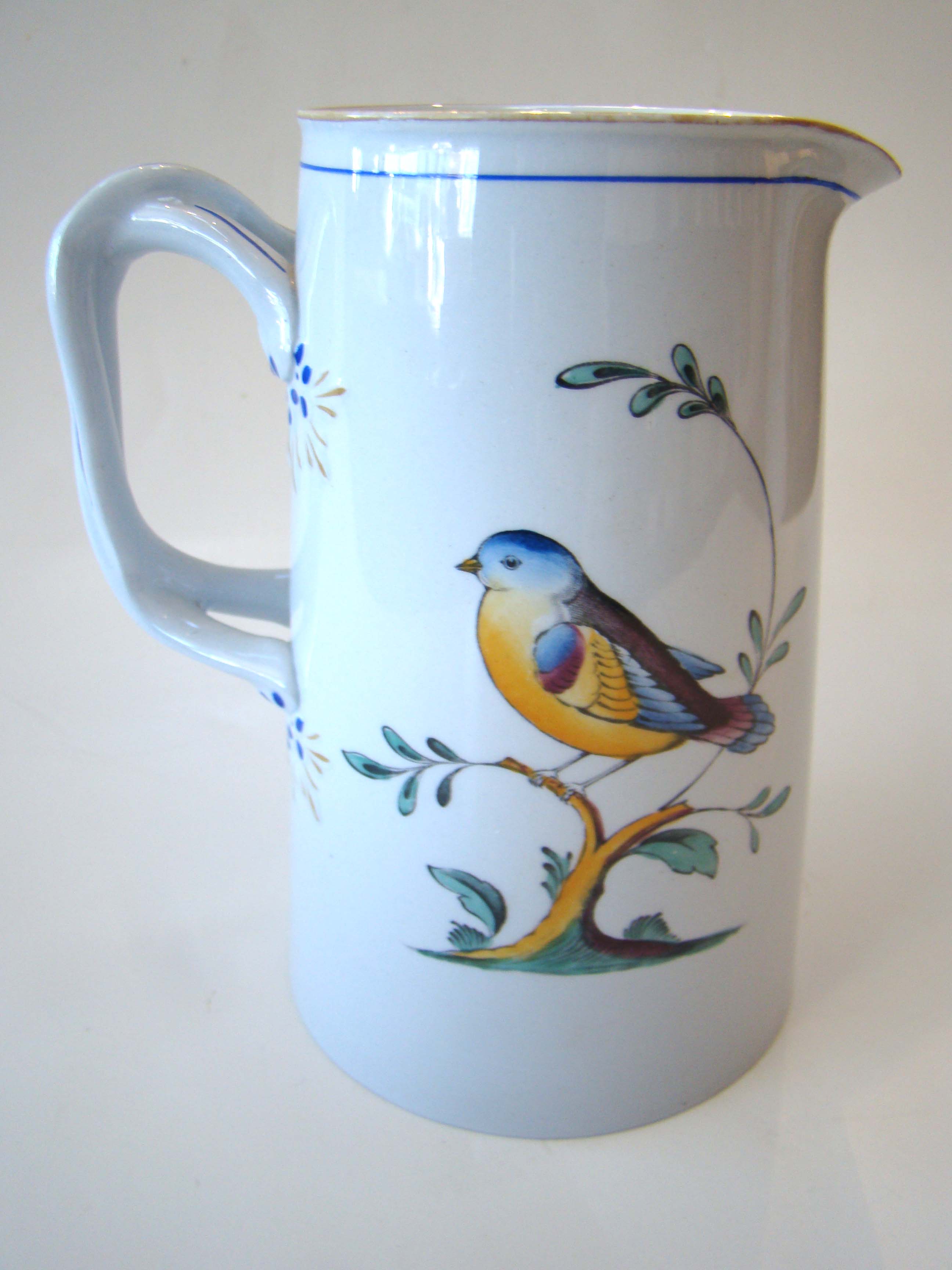 A Chinese export style pitcher in the "Queens's Bird" pattern