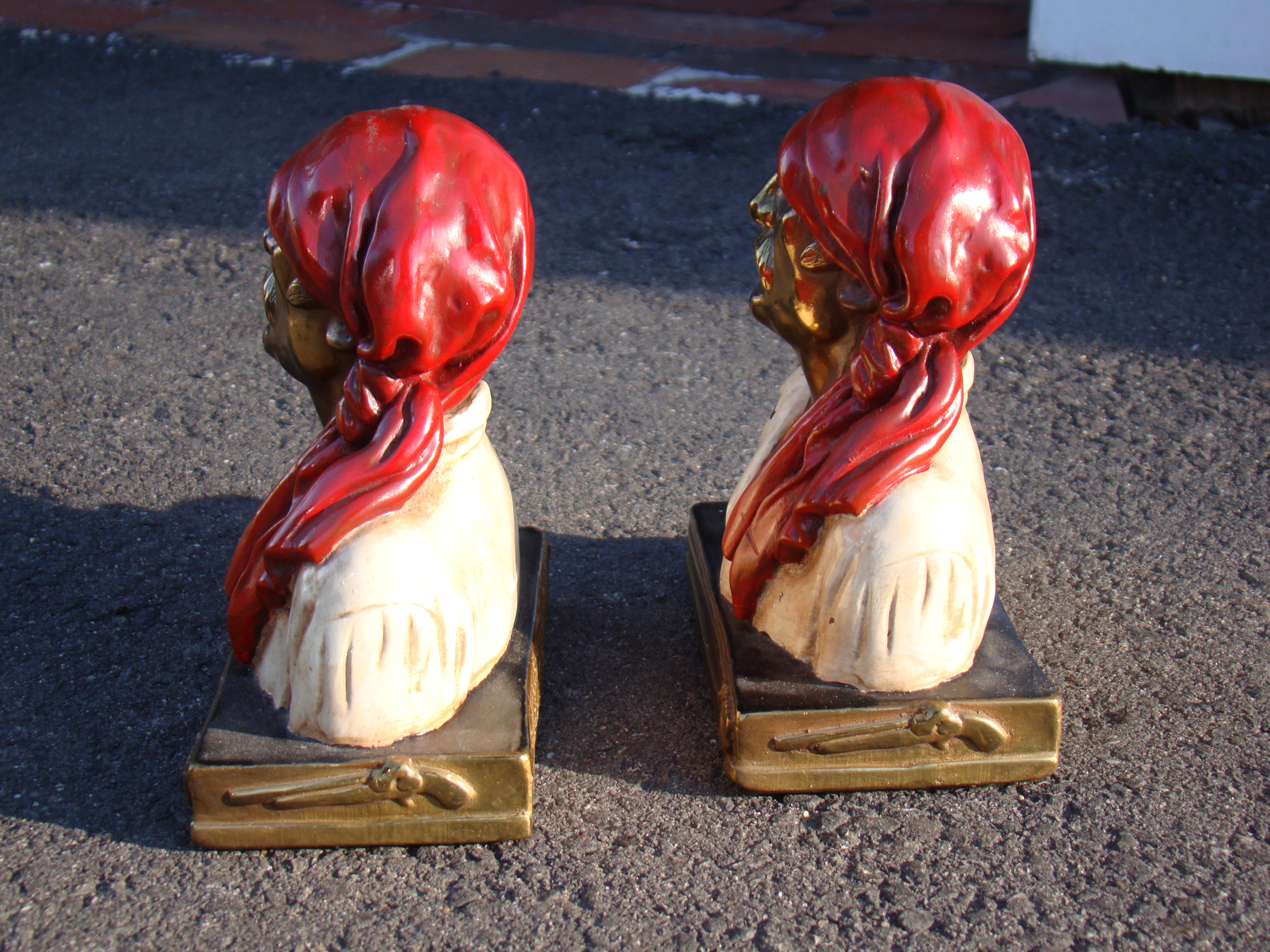 An exceptionally fine pair of Pirate bookends designed by Paul Herzel and made by the Marion Bronze Company in 1928 — image 3