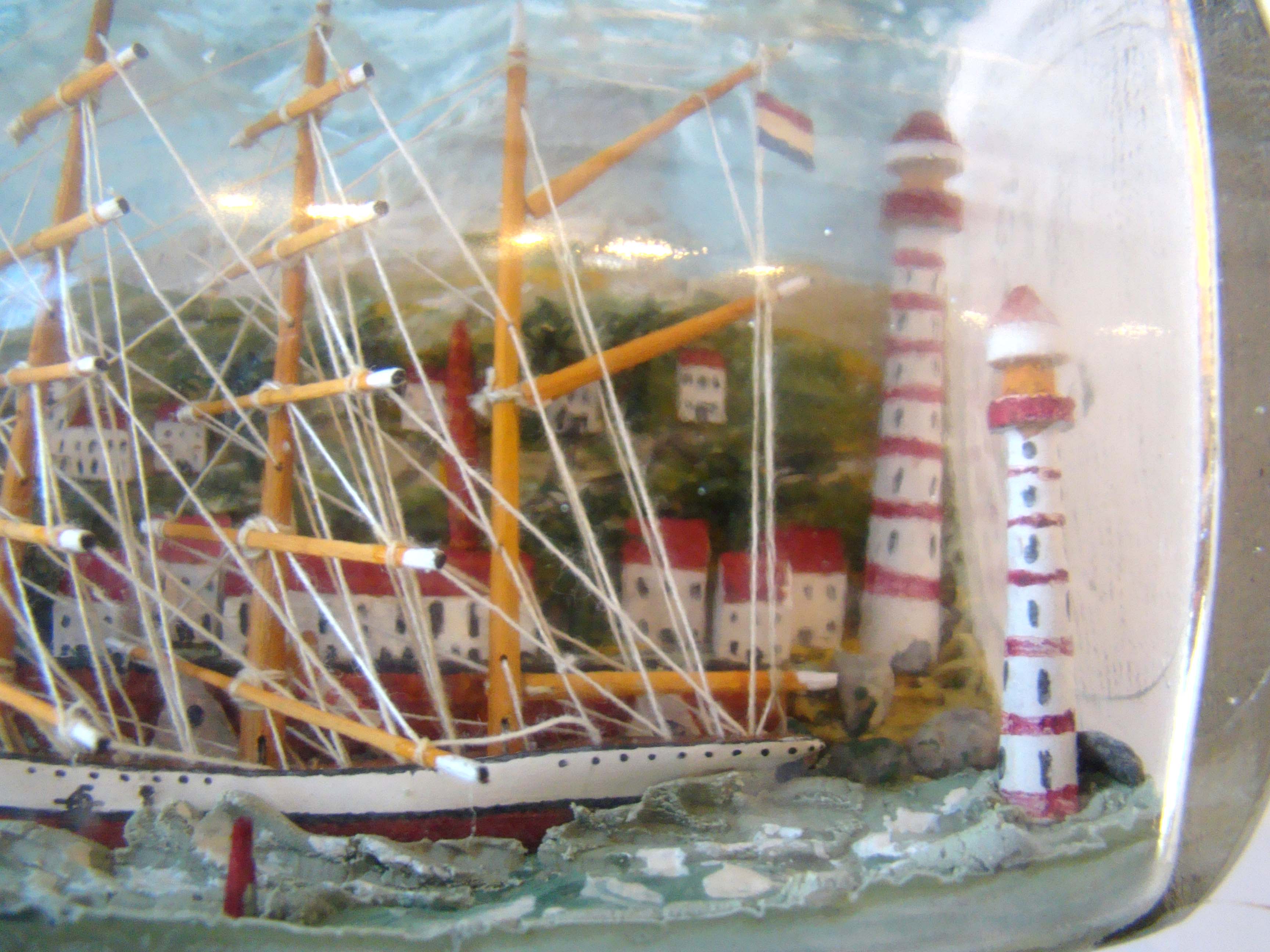 An absolutely fabulous vintage four masted ship-in-a bottle circa 1920 — image 2