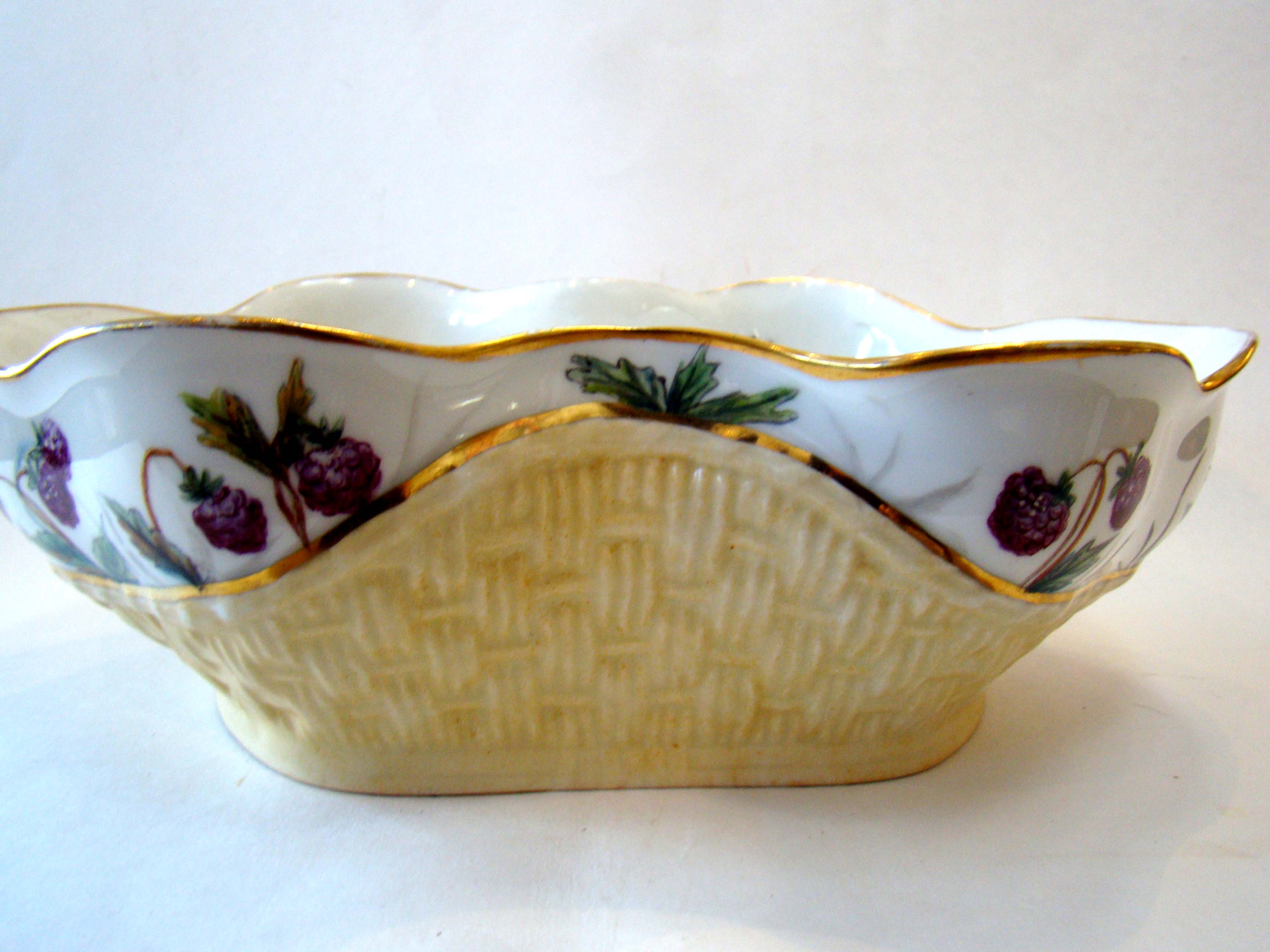 A gorgeous Limoges fruit basket with nine different hand painted fruit bowls circa 1880 — image 2