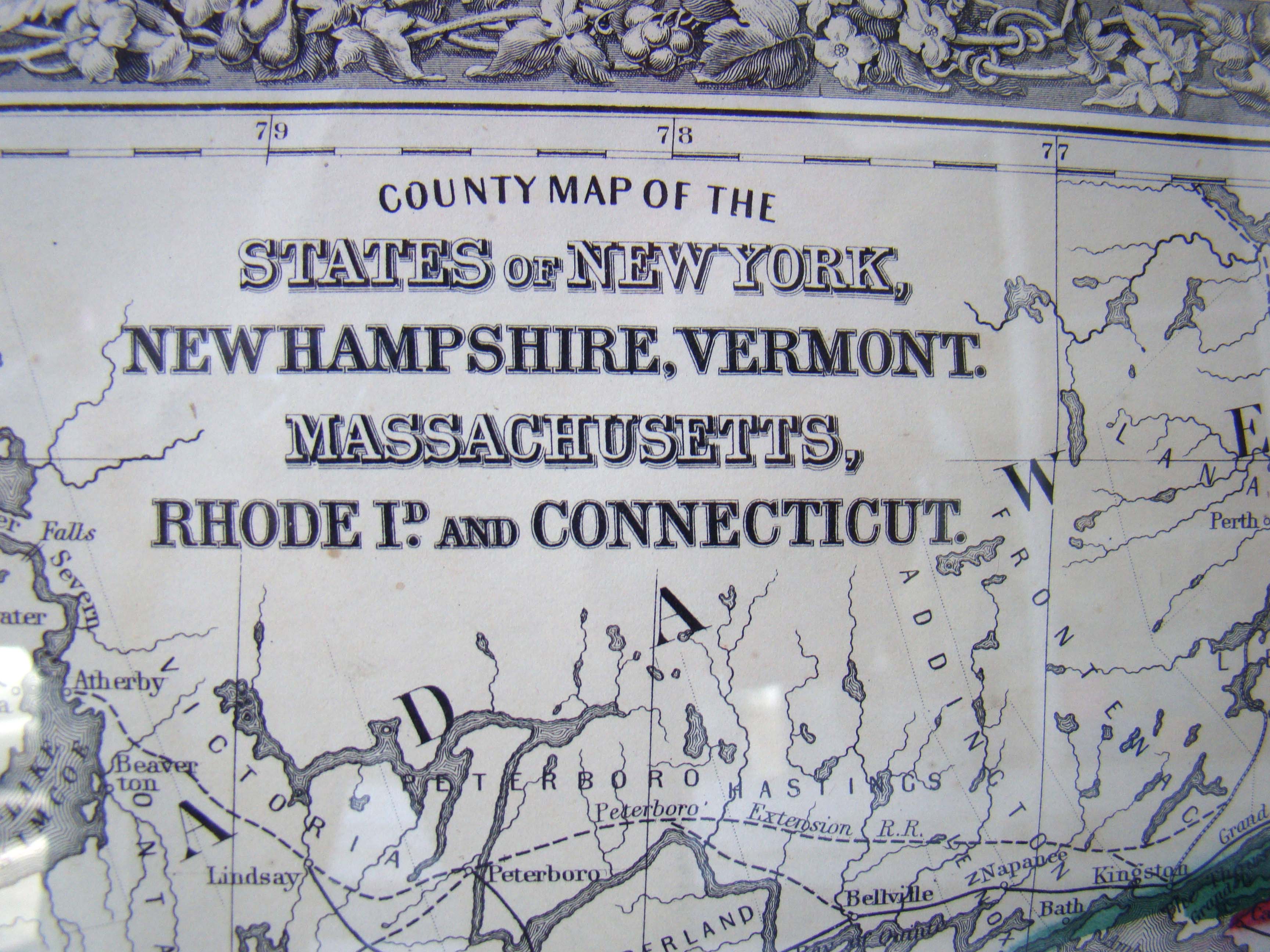 Map of NY, NH, VT, MA, RI and CT by Augustus Mitchell in 1860 — image 4