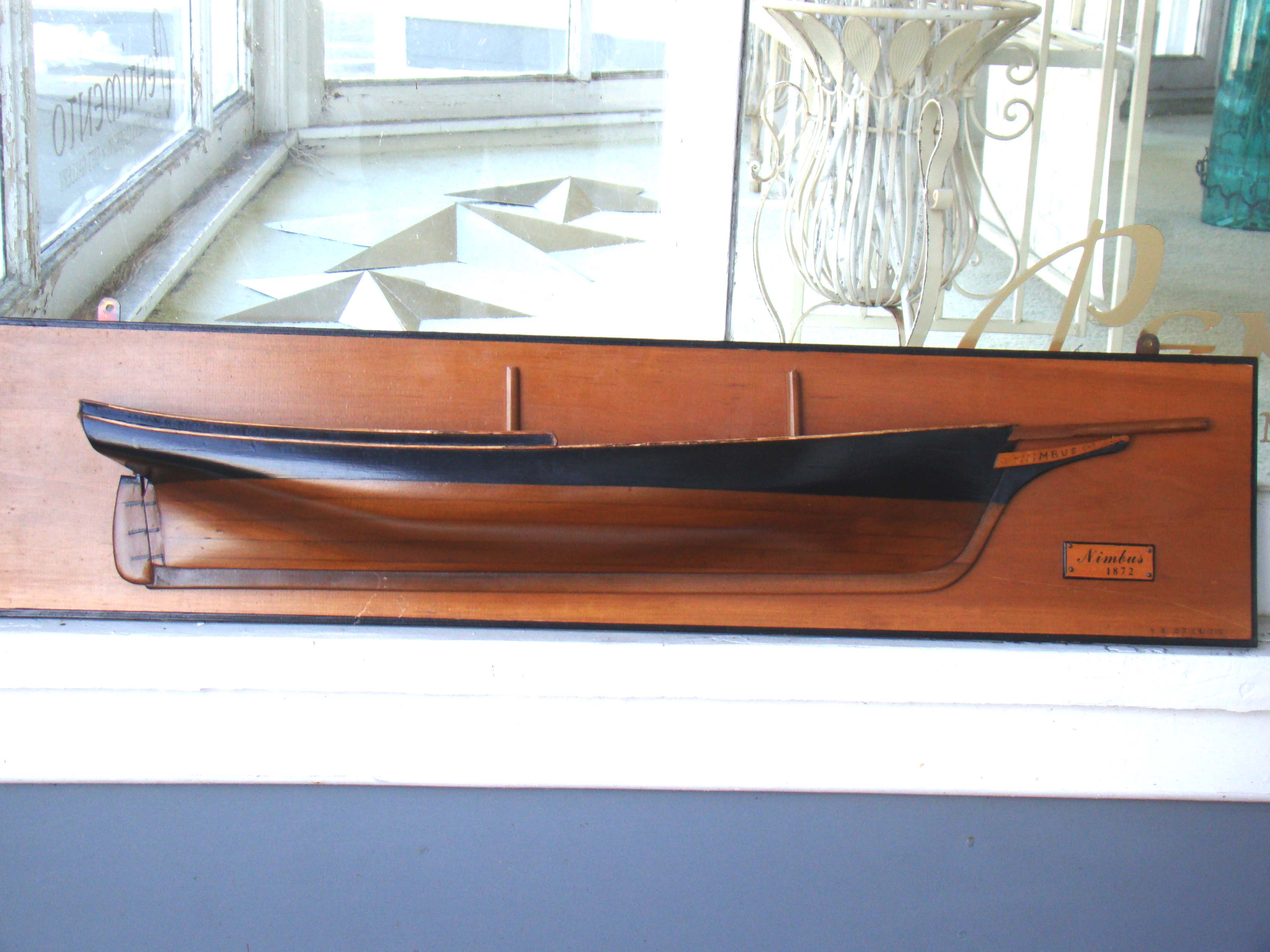 A half-hull model of the GRAND BANKS SCHOONER "Nimbus" built in Gloucester in 1872 by John Bishop