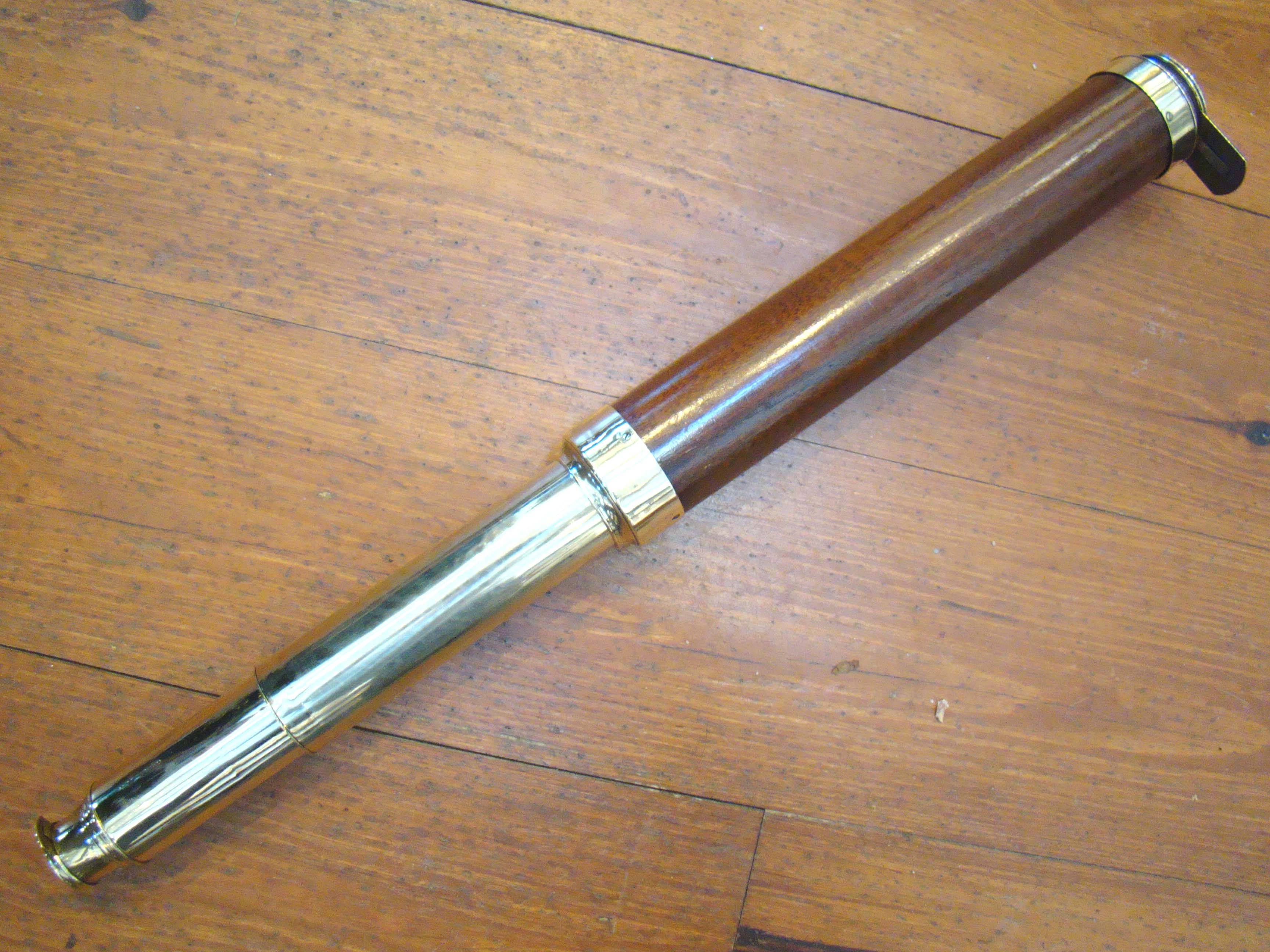 An attractive early 19th century Captain's two-draw telescope with beautiful mahogany barrel circa 1830