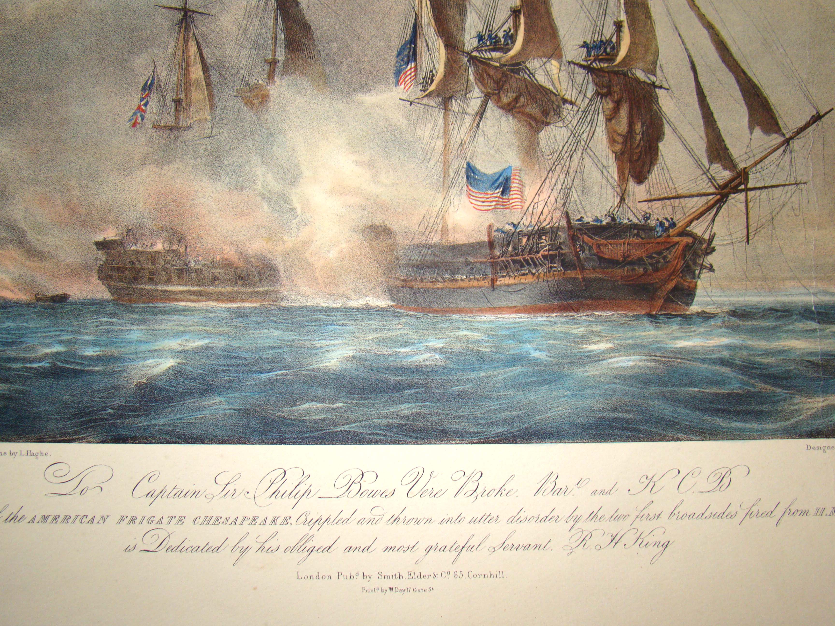 A pair of engravings depicting the famous War of 1812 naval battle between the USS Chesapeake and the HMS Shannon — image 4