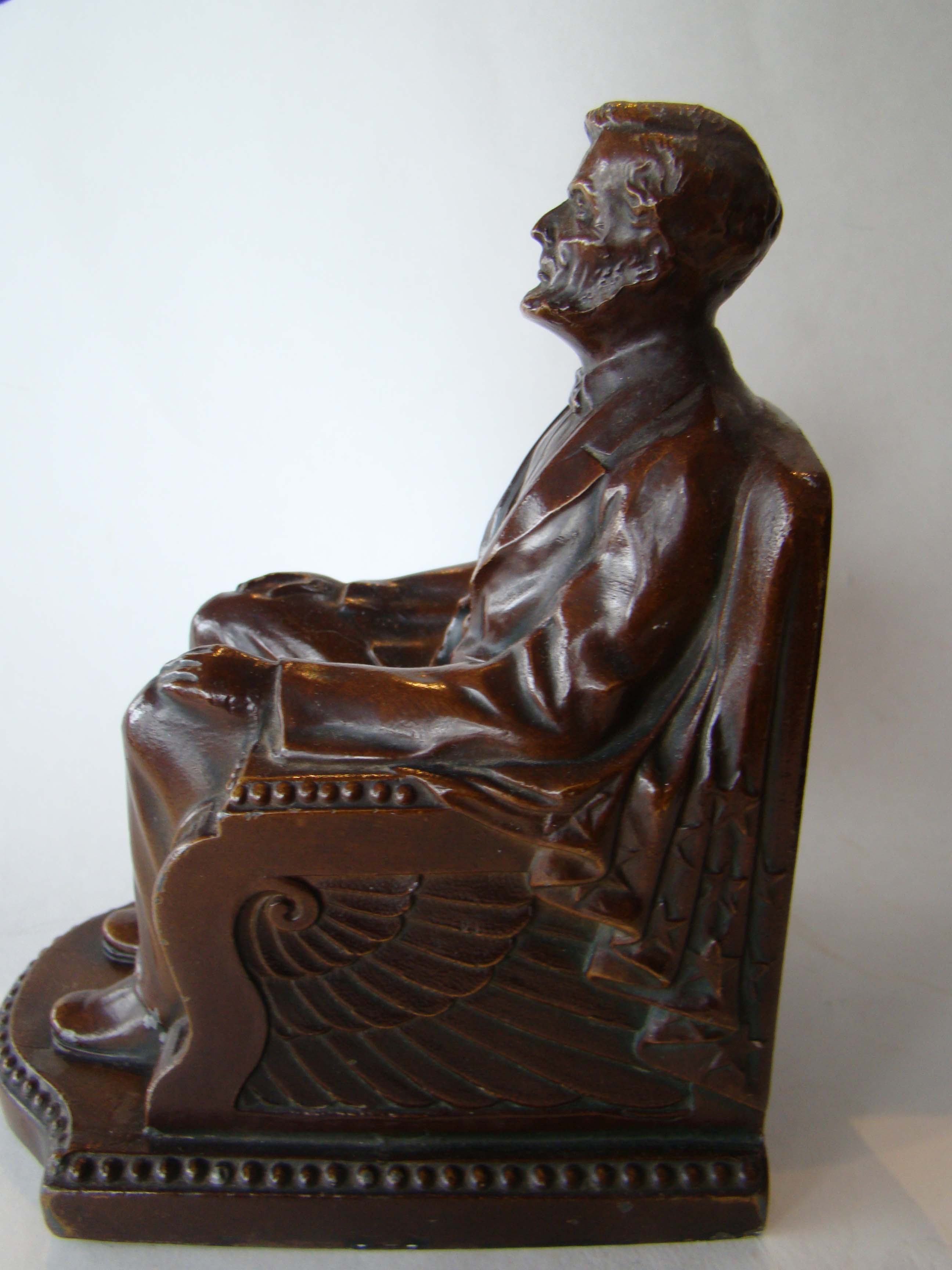 A good pair of "Lincoln in the chair" bookends made by Nuart in 1924 — image 2