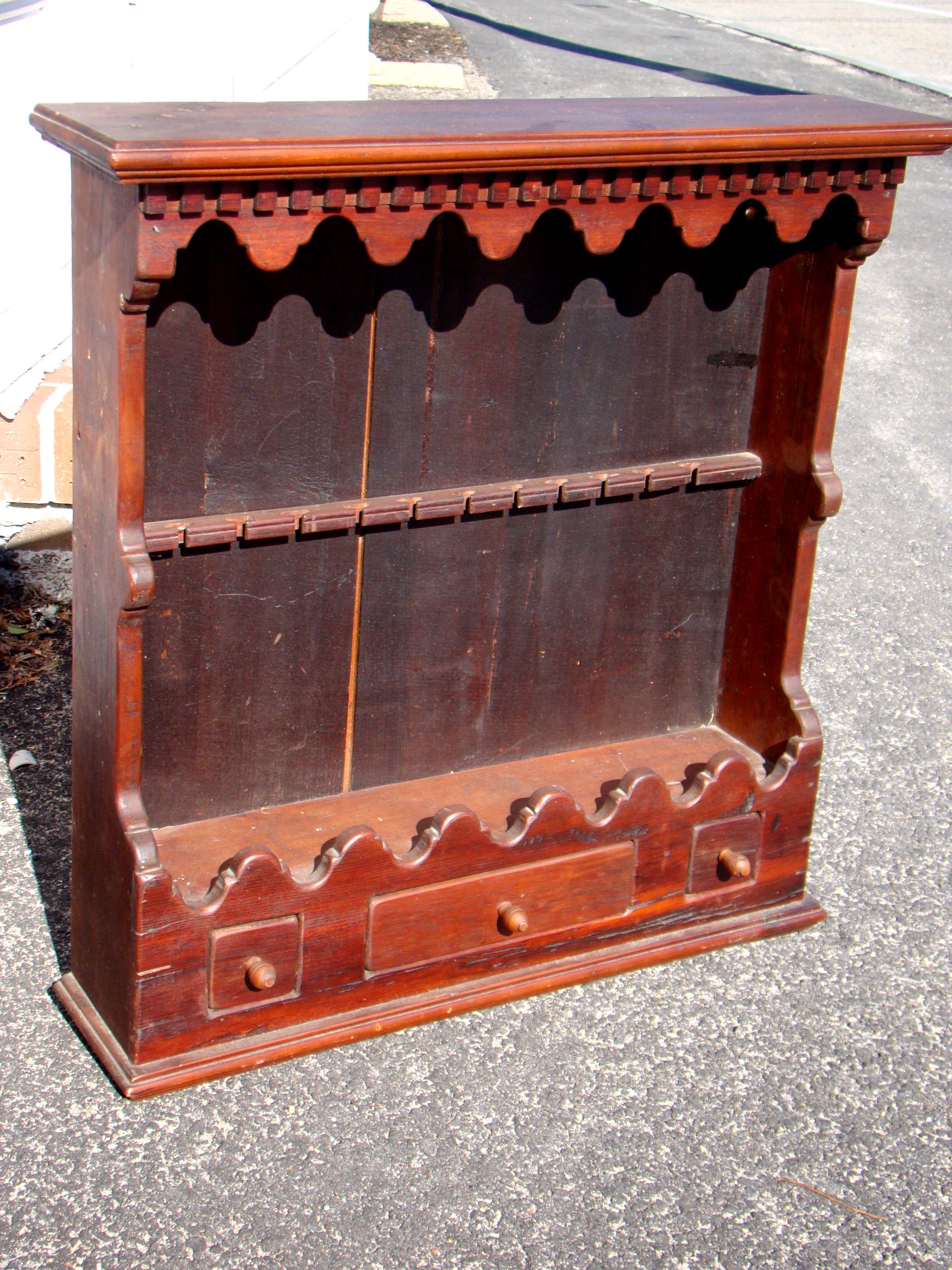 A charming American 19th century wall cabinet/spoon rack — image 2