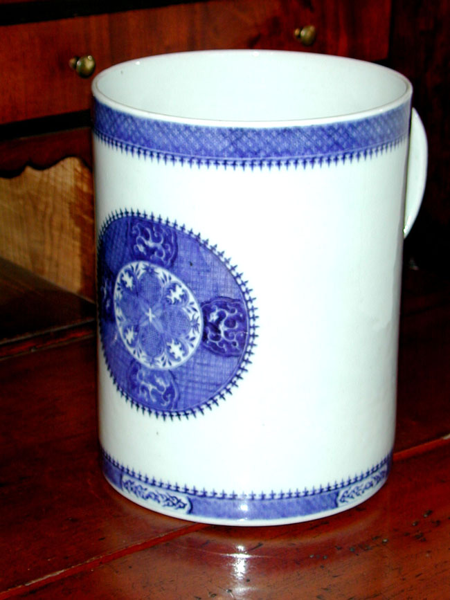 Fine Large Early 19th Century Chinese Export "Fitzhugh" Strap Handled Mug