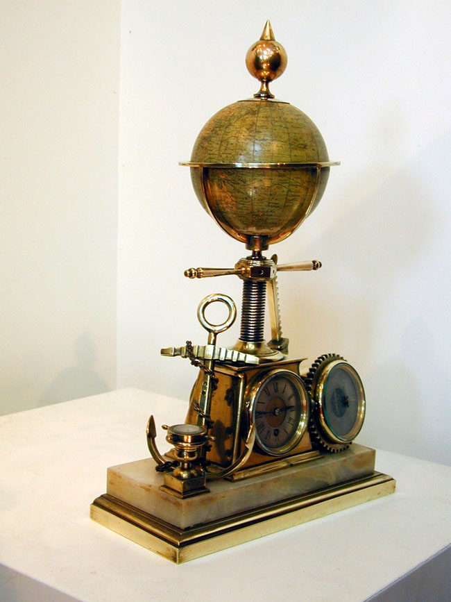 Outstanding Nautical Clock and Barometer Set With Globe Circa 1880 — image 2