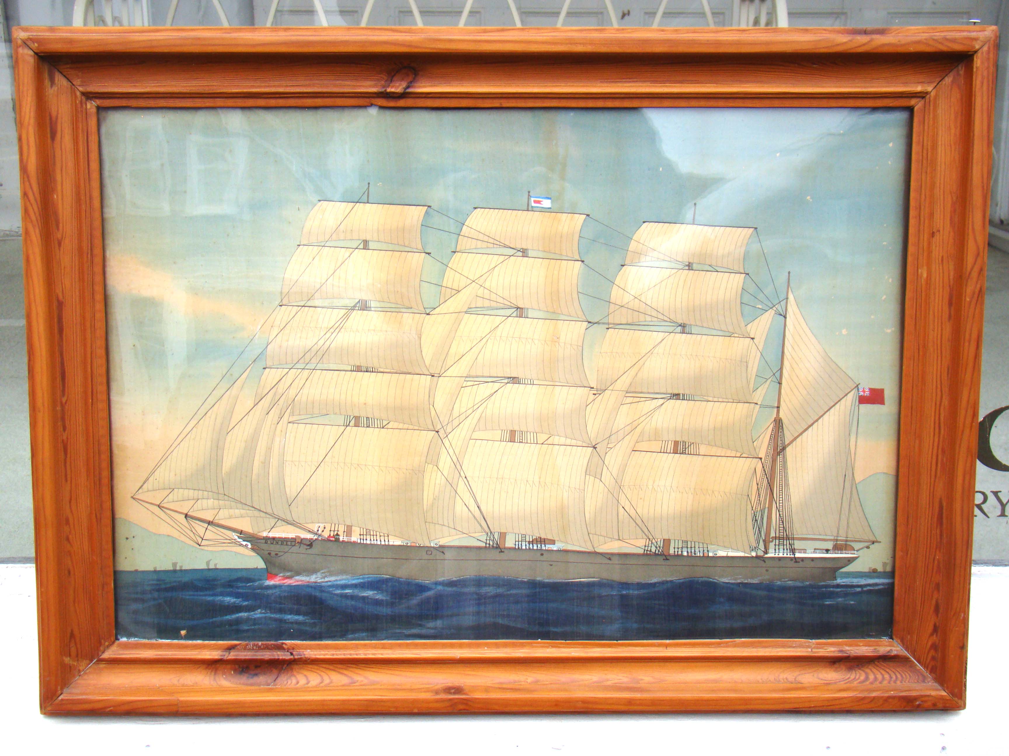 A fine original 19th century watercolor of a British three-masted ship named DUNDEE circa 1870