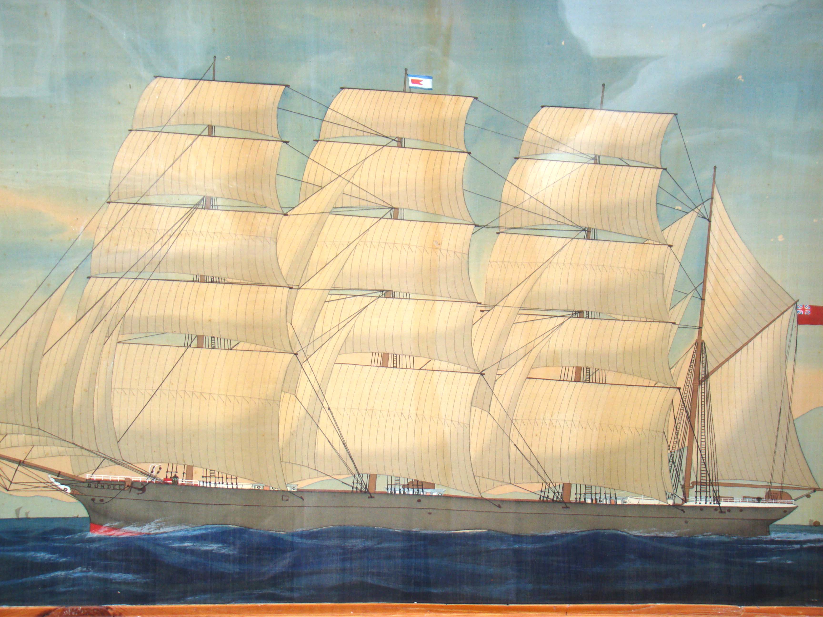 A fine original 19th century watercolor of a British three-masted ship named DUNDEE circa 1870 — image 3