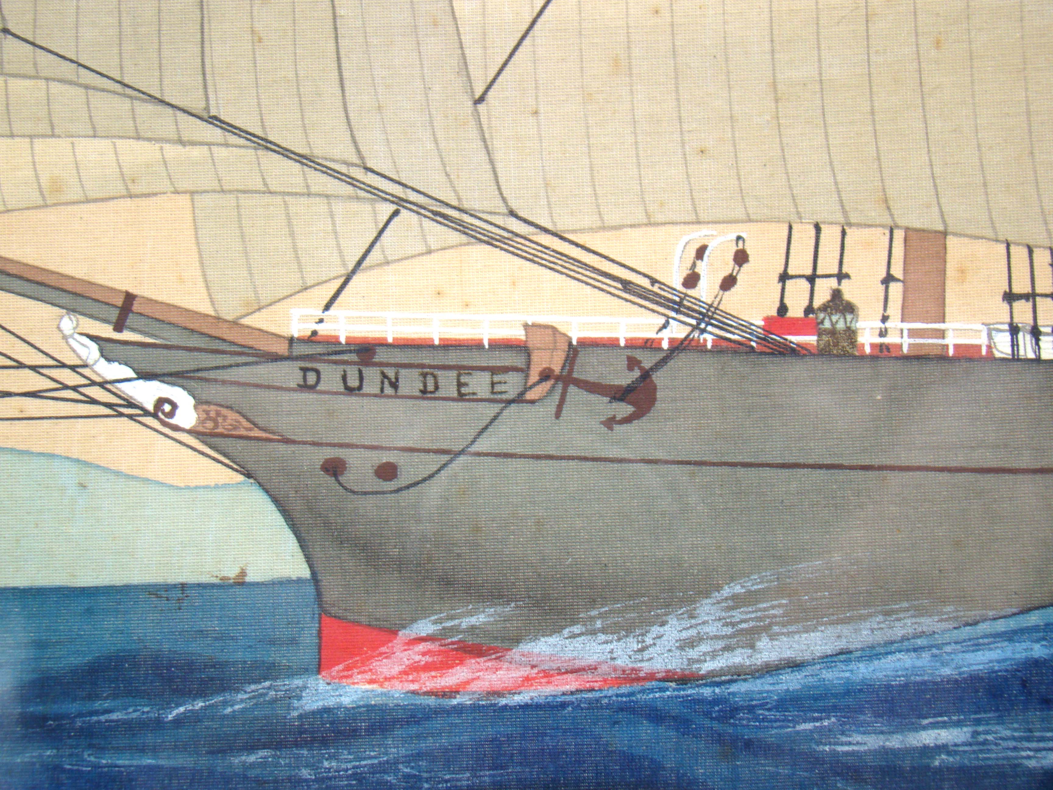 A fine original 19th century watercolor of a British three-masted ship named DUNDEE circa 1870 — image 2