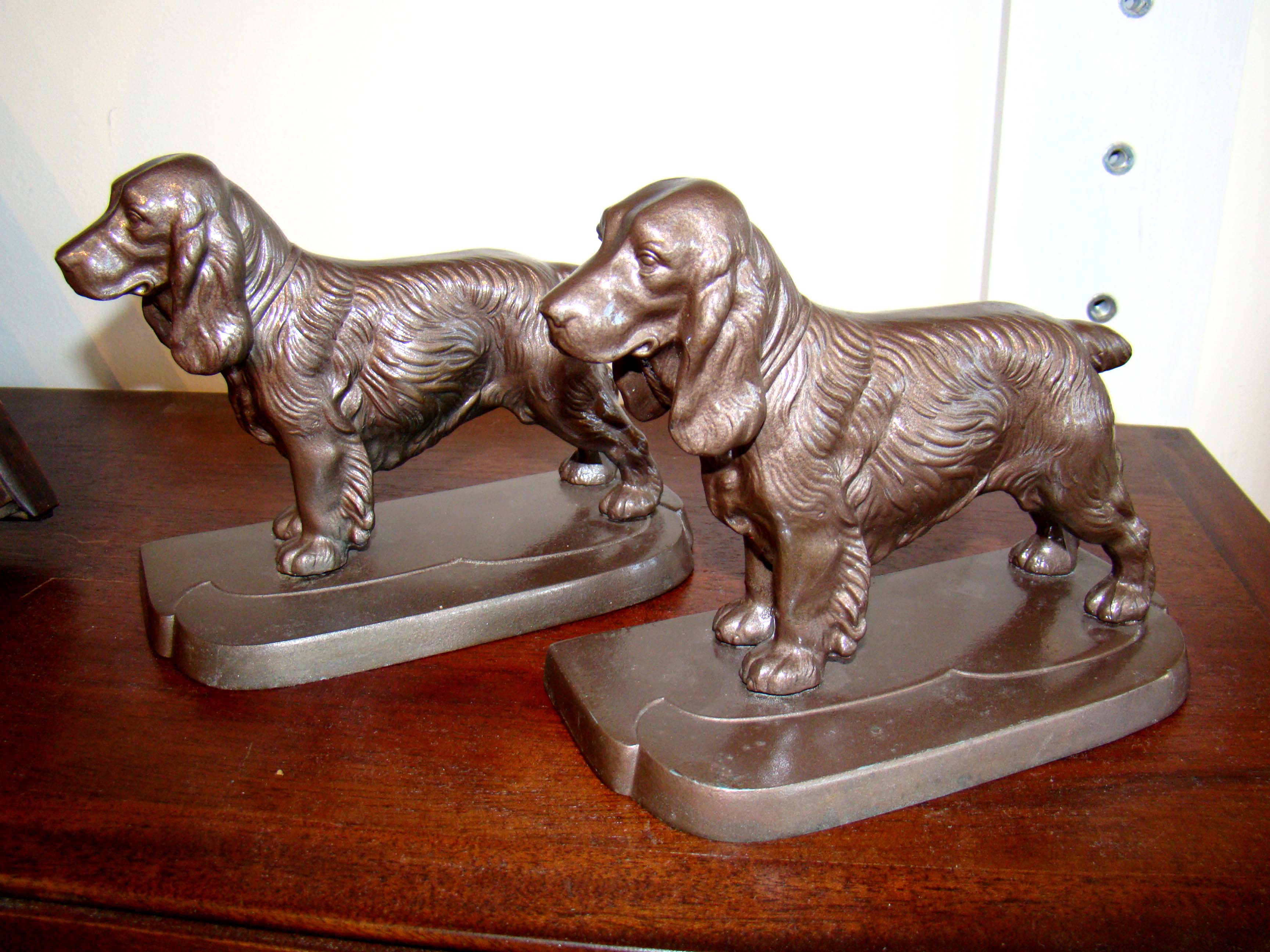 A wonderful pair of Cocker Spaniel bronze finished bookends made by Frankart of New York circa 1935