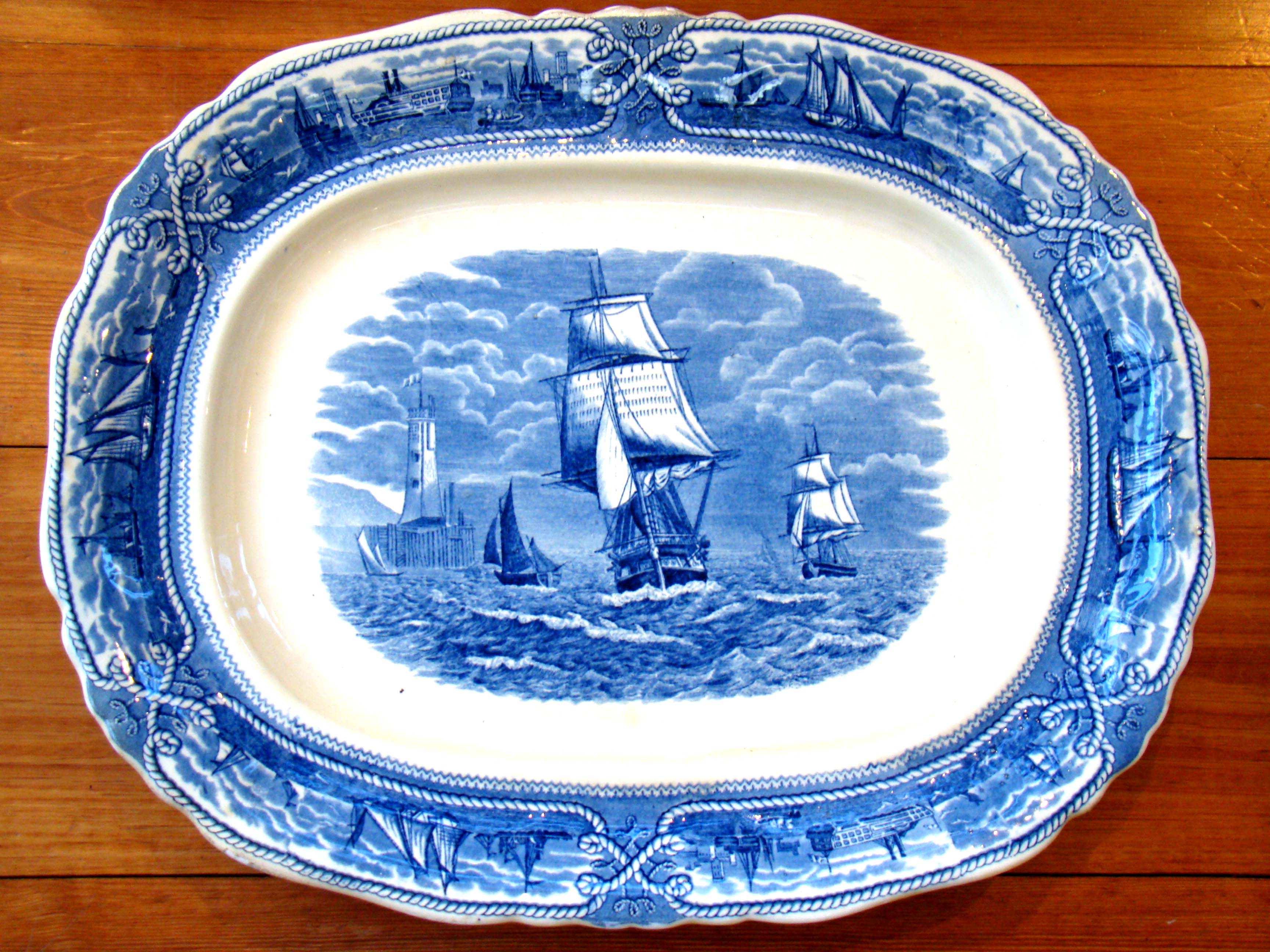 A fine and large 19th  century Mason's Ironstone Platter in the "American Marine" pattern circa 1850