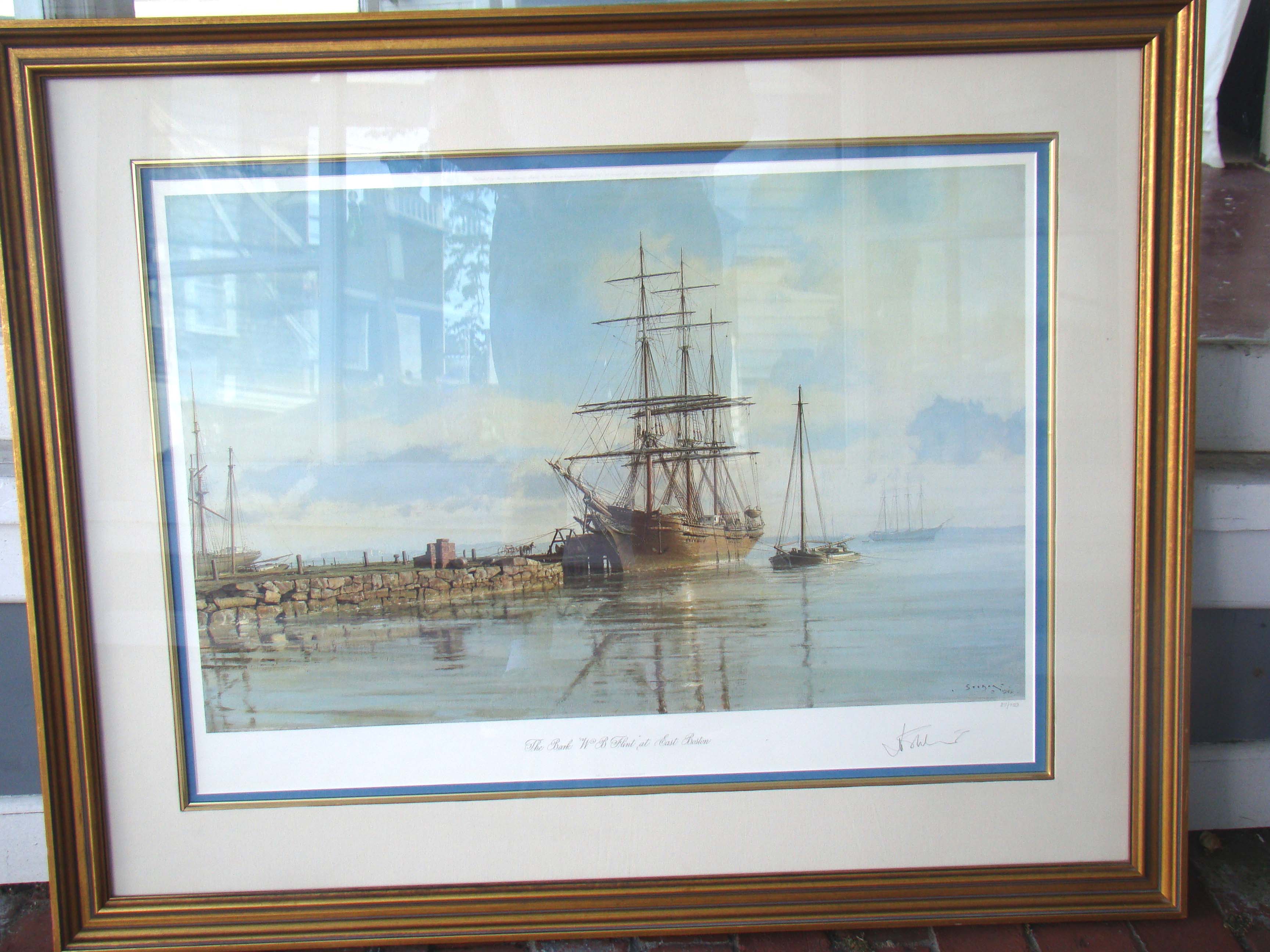 A fine limited edition John Stobart signed print titled "The Bark W. B. Flint" at East Boston — image 2