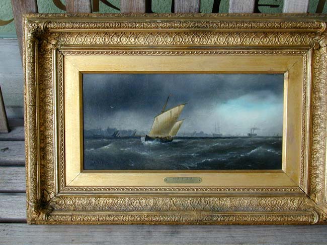 Beautiful Pair of Oil Paintings of 'Cutters in a Breeze' signed Henry E. Tozer, 1883 — image 2