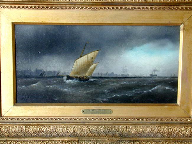 Beautiful Pair of Oil Paintings of 'Cutters in a Breeze' signed Henry E. Tozer, 1883 — image 4