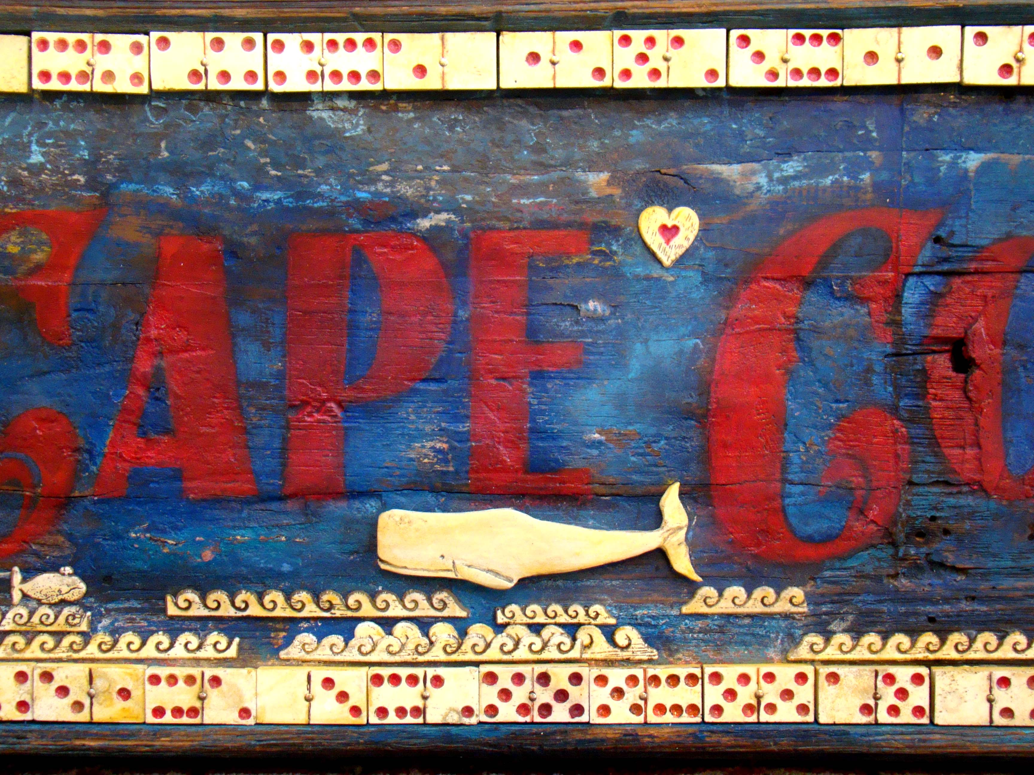 A FANTASTIC carved and inlaid CAPE COD sign made by world renown folk artist and sculptor Erik Erikson — image 2