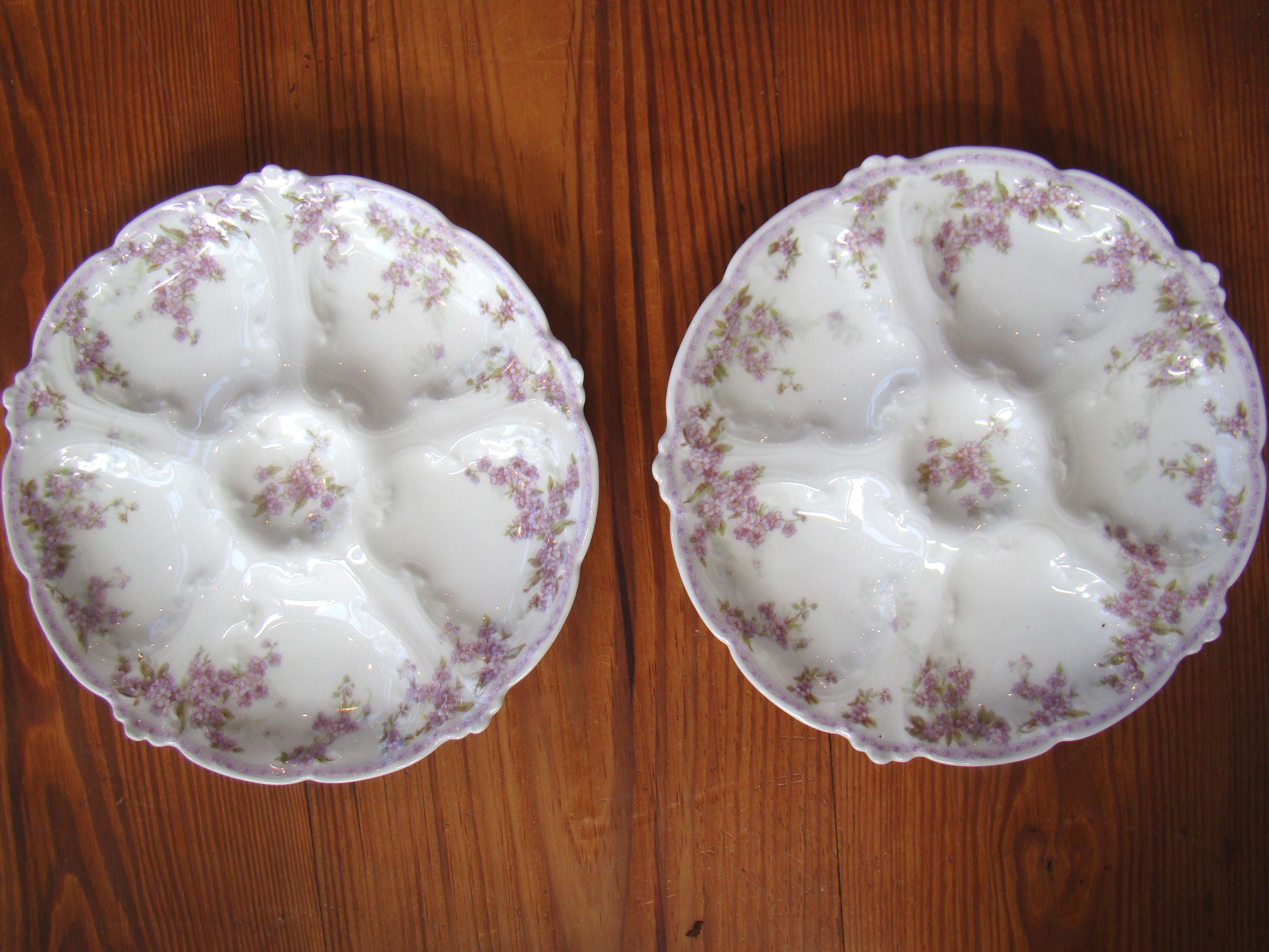 A beautiful pair of Limoges oyster plates made by Gerard, Dufraisseix and Abbot circa 1901
