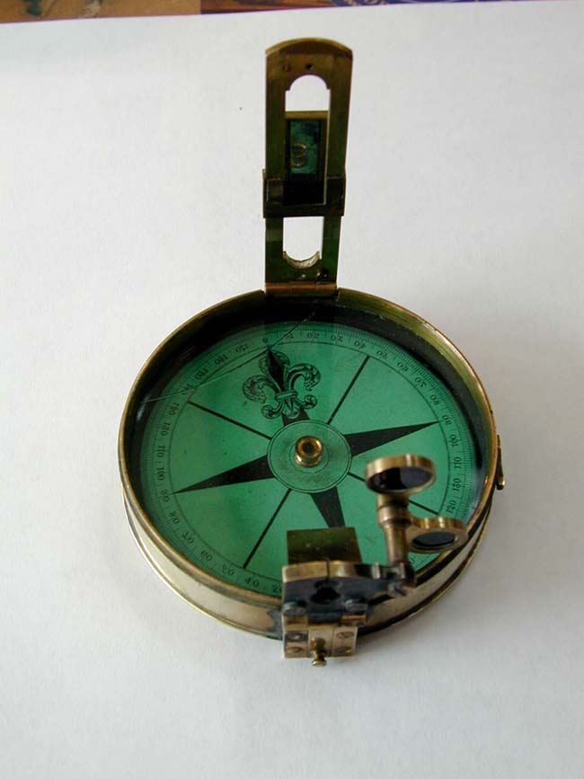 19th Century English Brass Pocket Compass and Sextant circa 1870 — image 2
