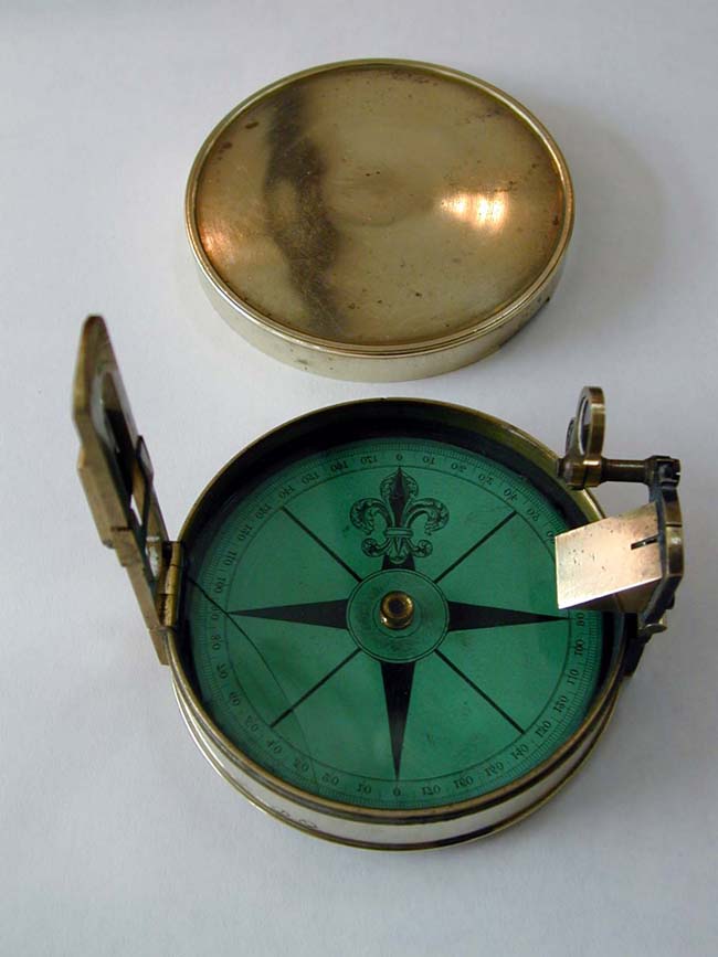 19th Century English Brass Pocket Compass and Sextant circa 1870